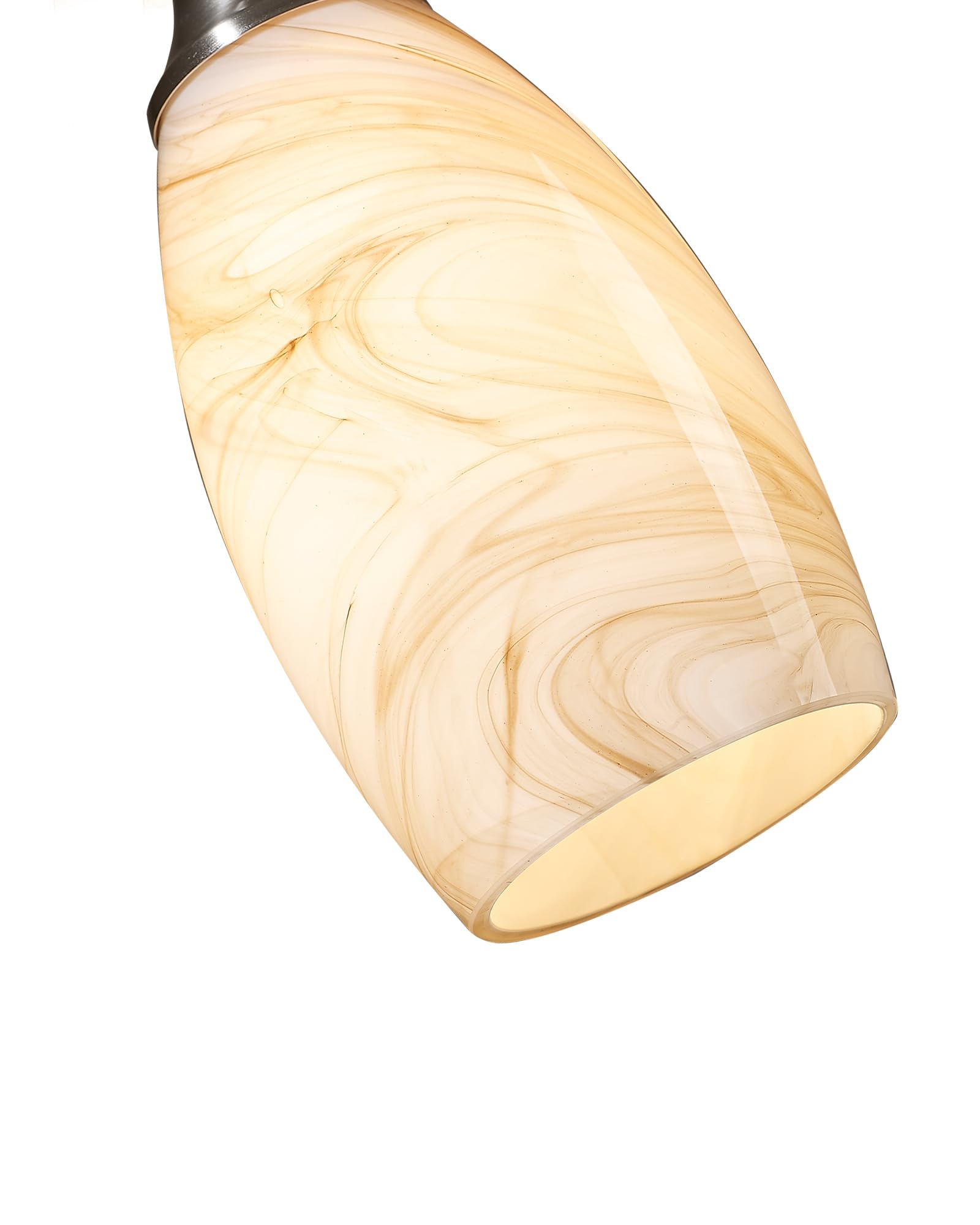 Karyfine Mini Pendant Lights Kitchen Island Beige Marble Glass Lamp Shade Hand Blown Glass Pendant Light With Brush Nickel Finis