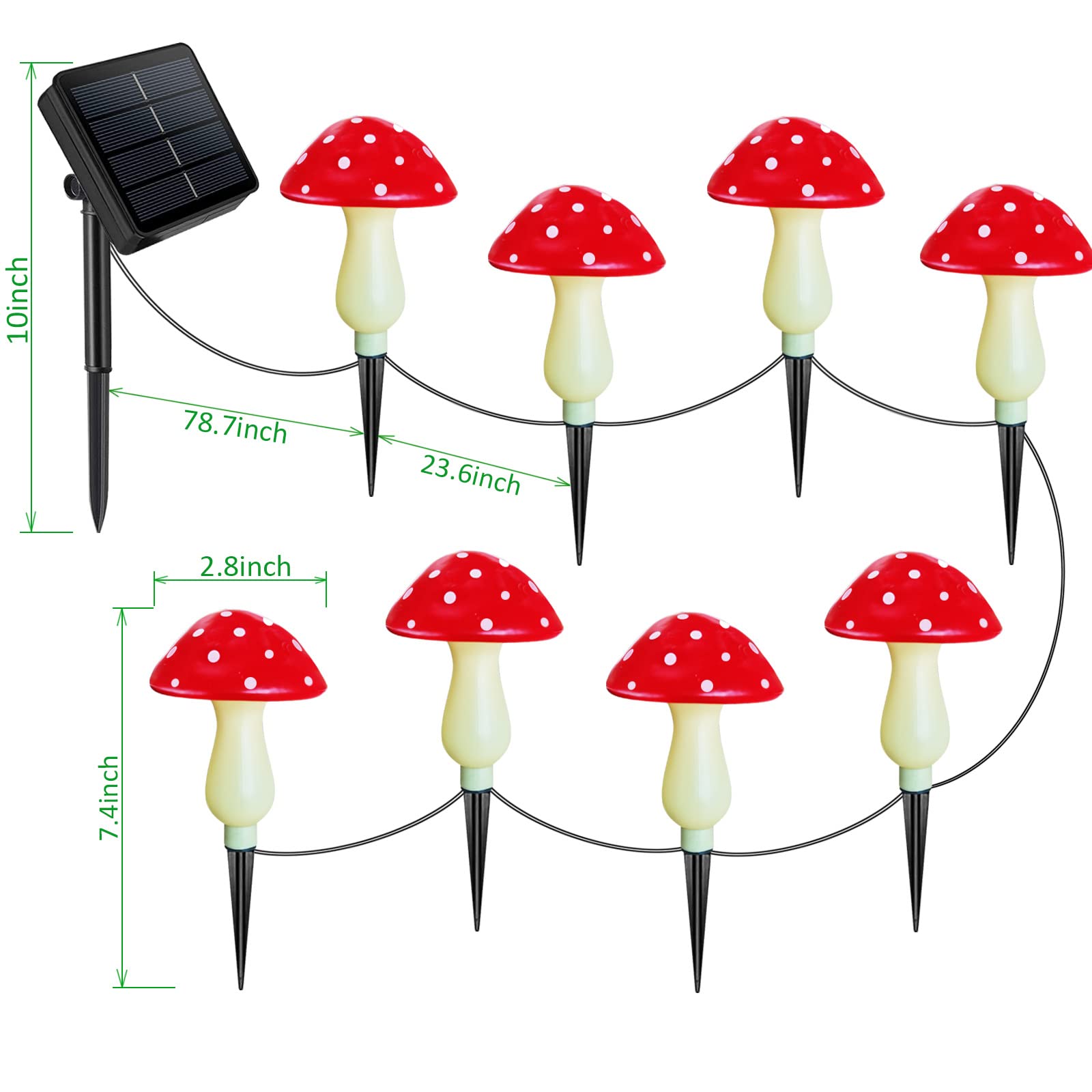 Homeleo 8-Pack Red Mushroom Solar Lights For Outdoor Garden Decor