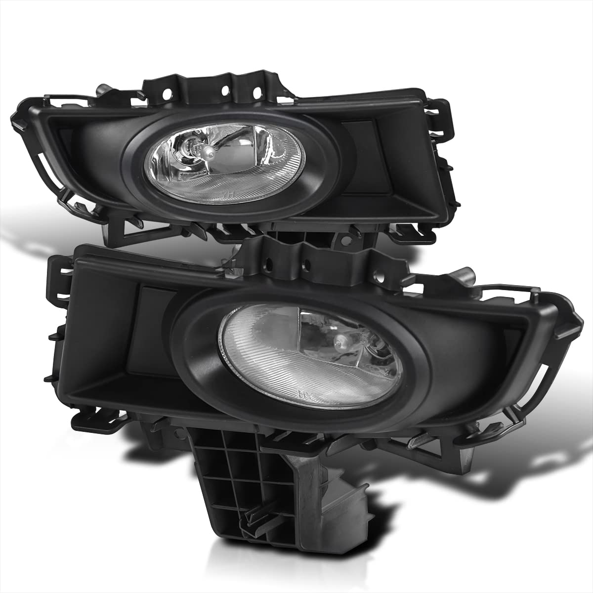 Spec-D Tuning Clear Lens Fog Lights + H11 Bulbs + Switch + Wiring Included Compatible With Mazda 3 4 Door 2007-2009 L+R Pair Ass