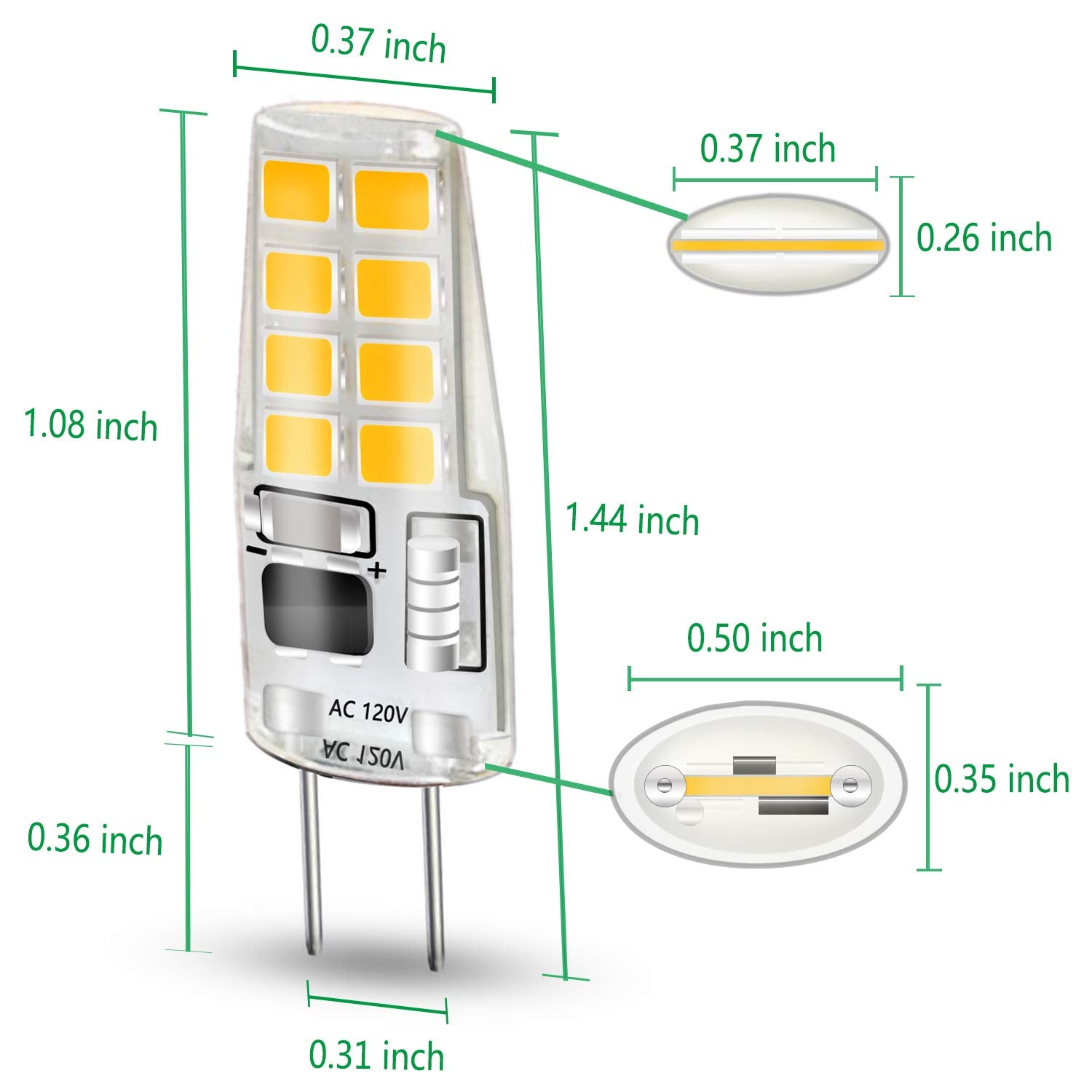 LEKE G8 LED Bulb Warm White 3W Dimmable Equivalent to 20W-25W 6 Pack