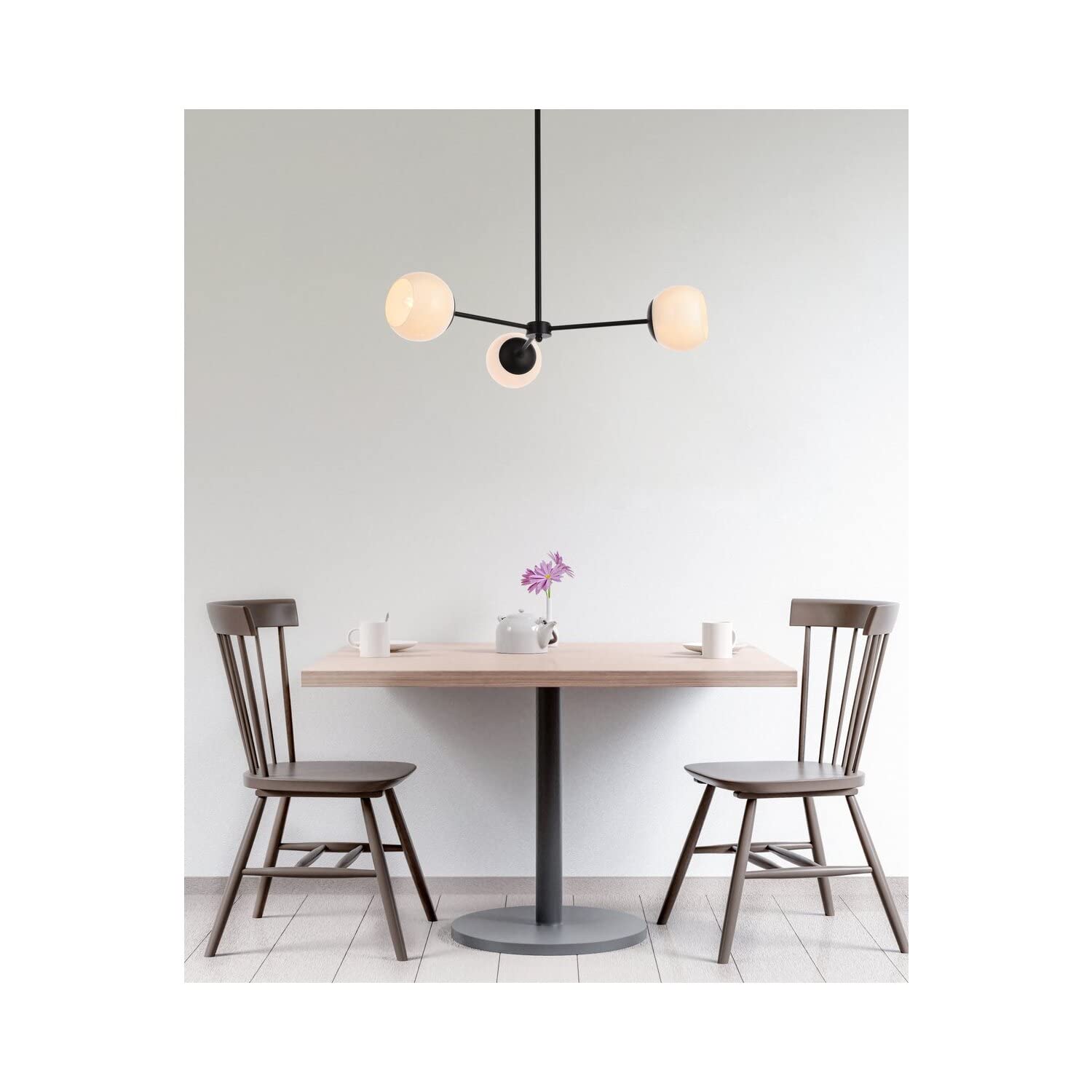 Living District Briggs 3-Light Mid-Century Metal Pendant in Black and White