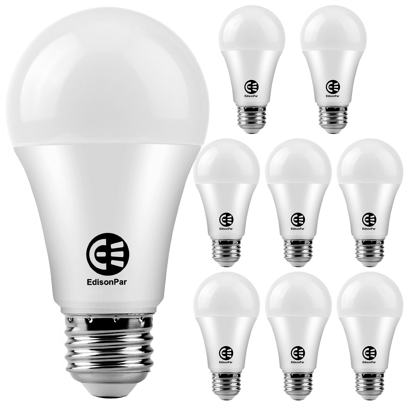 Edisonpar A19 Led Light Bulb, 100W Equivalent, Efficient 14W, 1600 Lumens, Dimmable, E26 Medium Base, Frosted, 3000K, Warm White