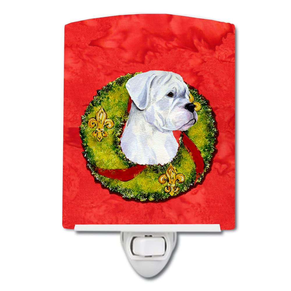 Carolines Treasures Ceramic Night Light, White Boxer Design, UL-Certified, 6x4x3 inches, Ideal for Bedroom, Bathroom, Nursery, Multicolor