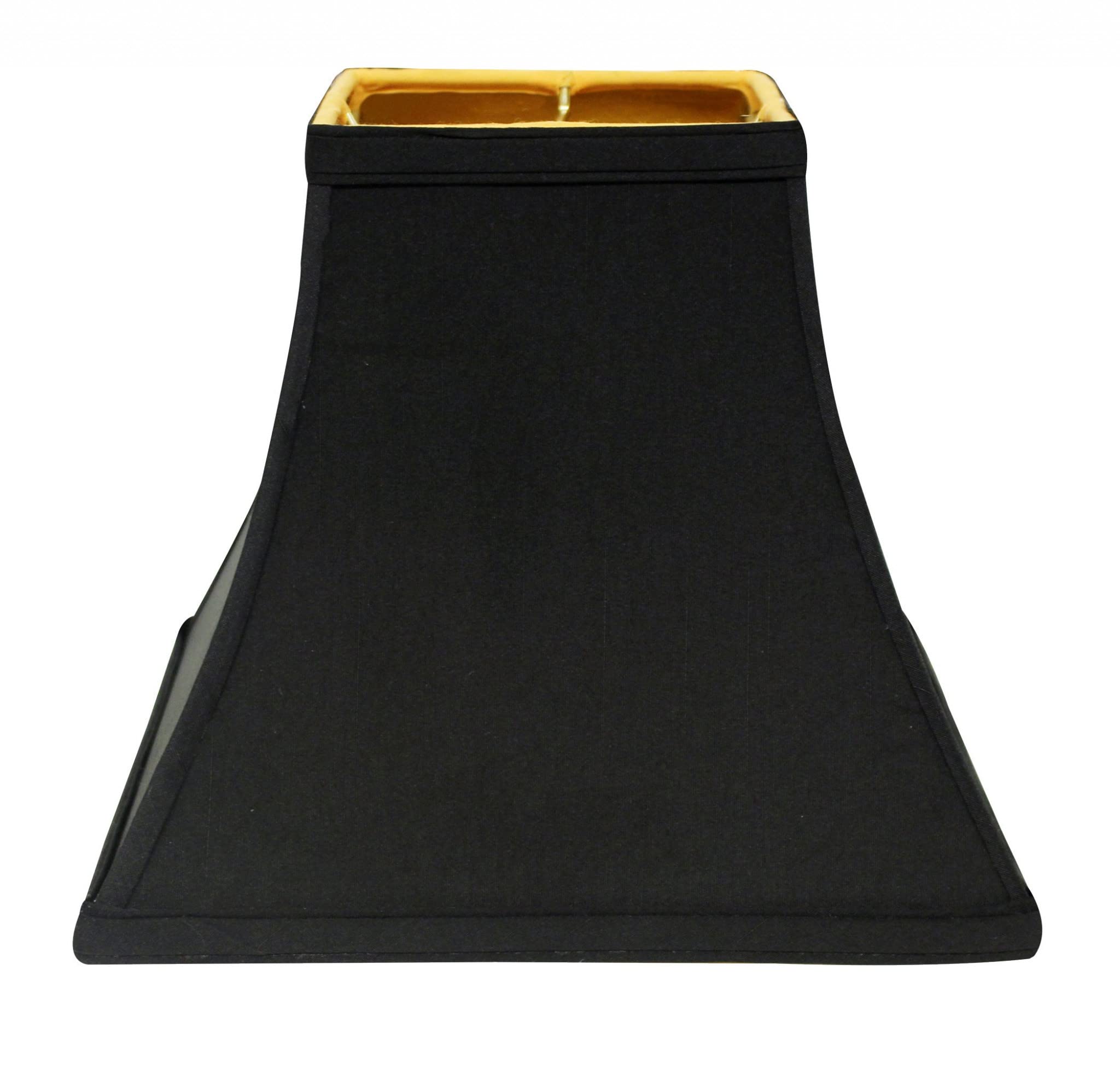 Homeroots Lighting 8&quot;&quot; Black With Gold Lining Square Bell Shantung Lampshade, Warm White