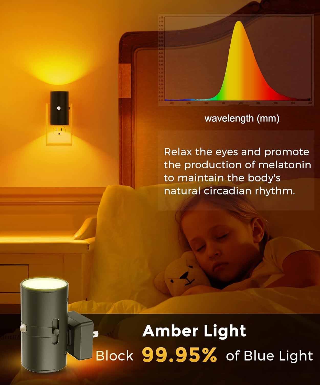L Lohas Led Motion Sensor Night Light, Amber Night Light, [2 Pack] Motion Activated Night Light, Dimmable Night Light, Yellow Ni
