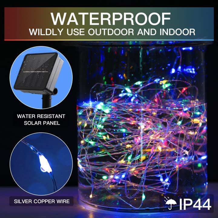 suddus Solar Fairy String Lights - 100 LED Multicolor, 33ft, 2 Pack for Outdoor Garden Decoration