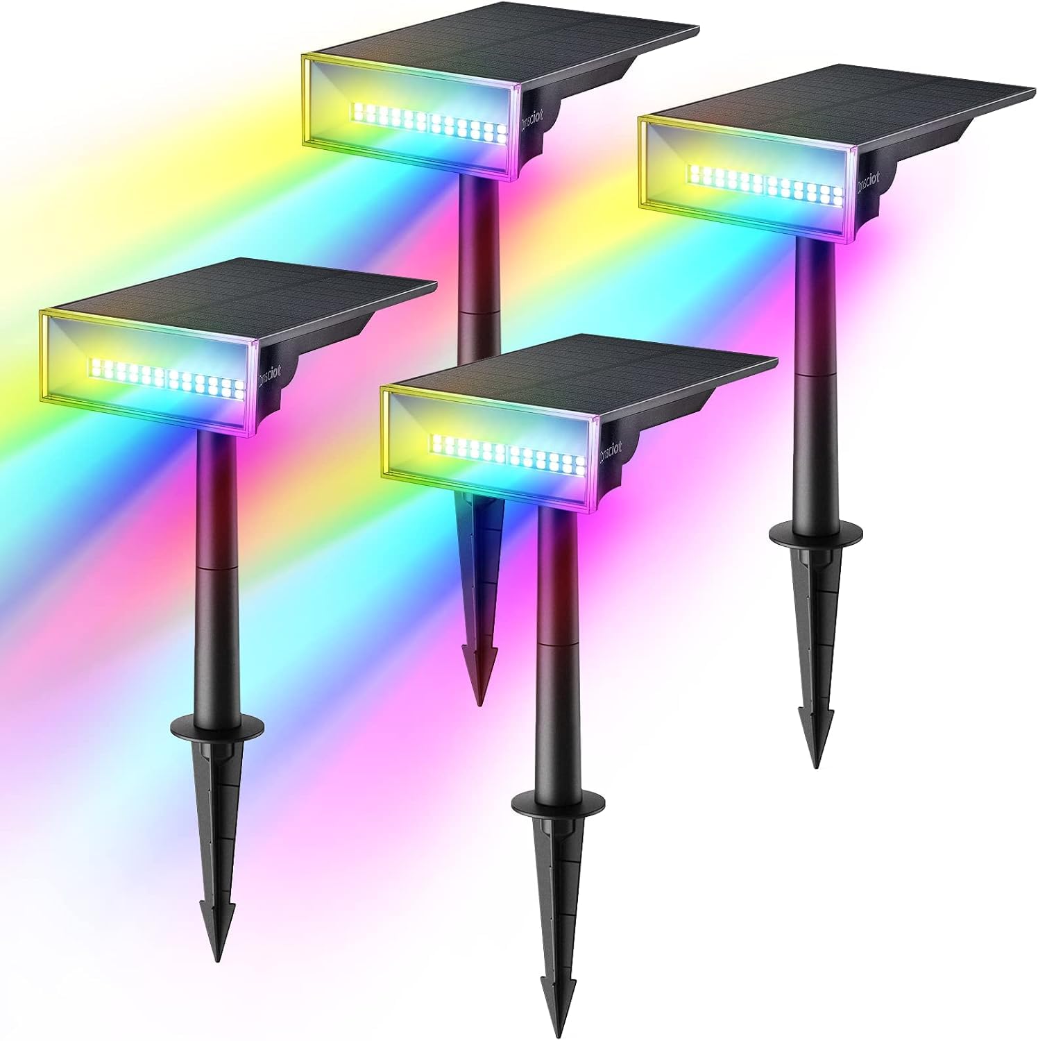 Consciot Solar Spot Lights Outdoor, Waterproof 7 Multicolored, 4 Pack, Model CL86009-WS002-US-4, Ideal for Yard Garden Tree