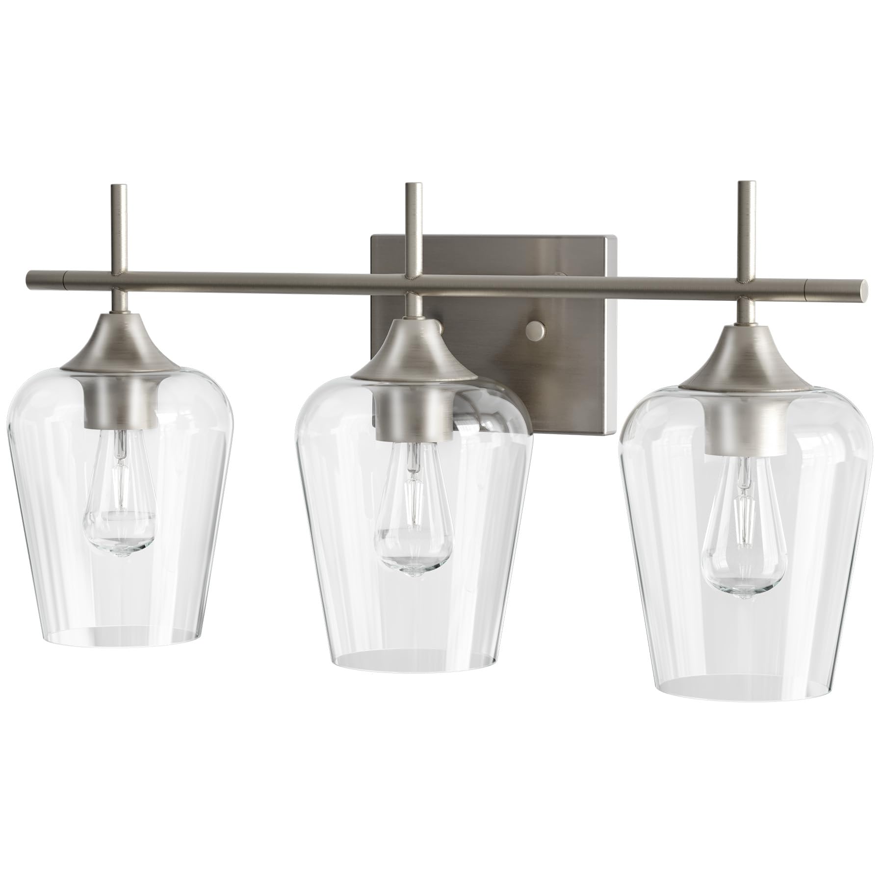 VONLUCE Bathroom Vanity Light Fixture, 3-Light, Modern Brushed Nickel, Clear Glass, Model HCF2803NIVONLUCE