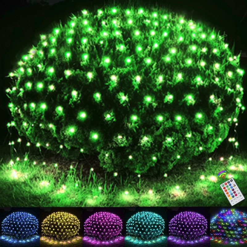 OYCBUZO Christmas Net Lights, 240LED Multicolor Waterproof Mesh String, 14.8ft x 5ft, Model LR-(1-1000) L-SL01