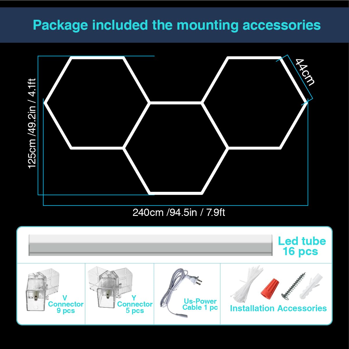 Cezelux Led Hexagon Light 16 Pack 14080Lm 6500K 128W 3 Honeycomb Hexagon Garage Celling Led Lights For Gym Basement Auto Beauty