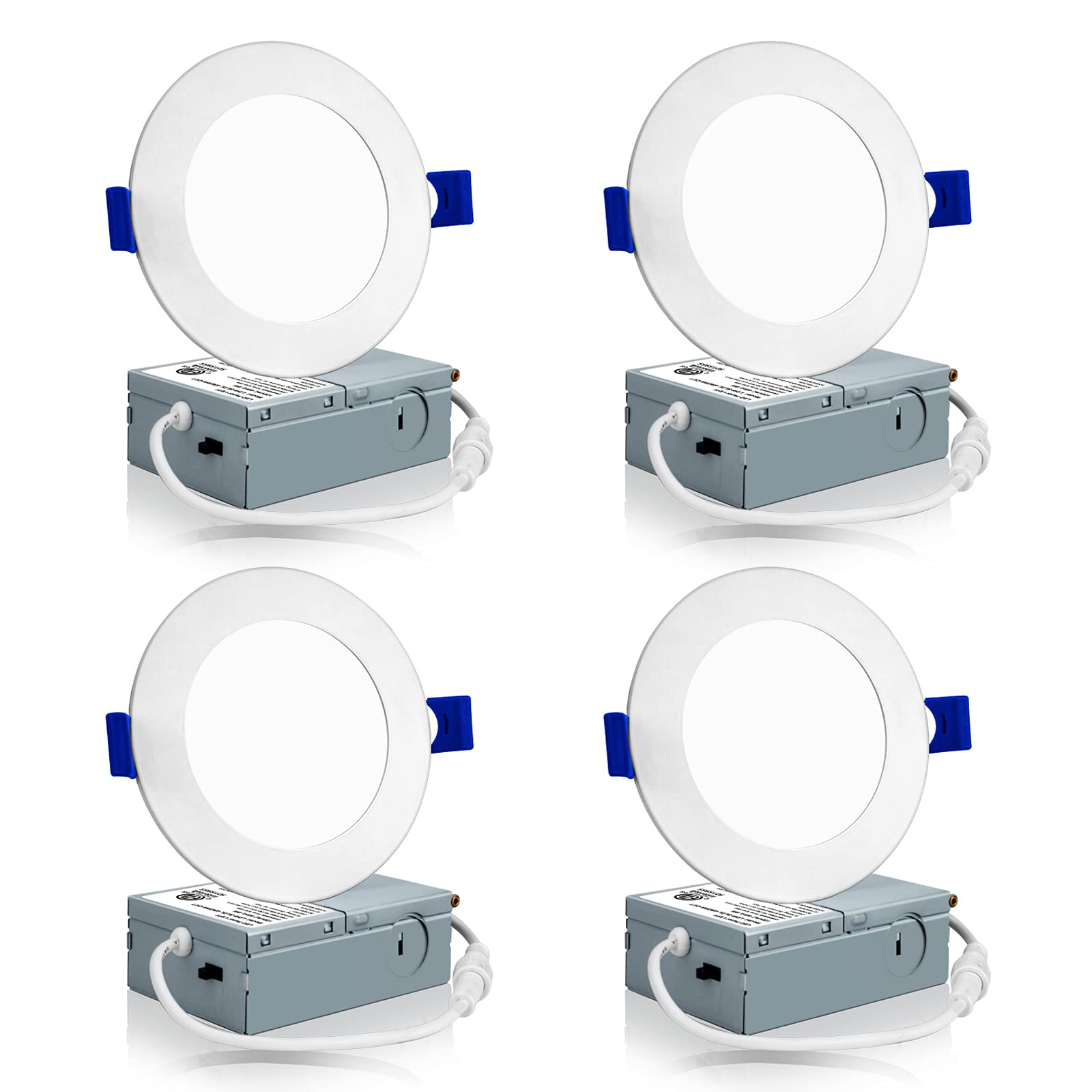 Meconard 4 Pack 4 Inch Led Recessed Ceiling Light With Junction Box, 3000K/4000K/5000K Selectable, 9W=75W 750Lm, Dimmable Canless Downlights, Etl And Energy Star Listed