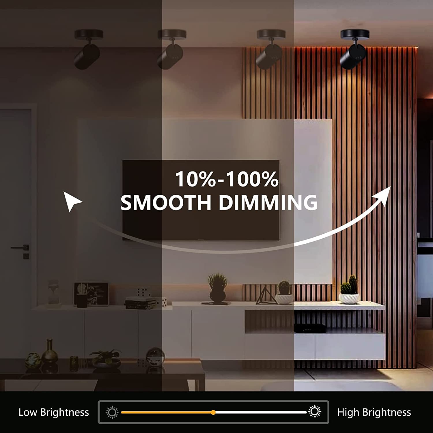 Vanoopee 3-Color Led Ceiling Spotlight, Dimmable Adjustable Accent Light, Black, 20W, 2000