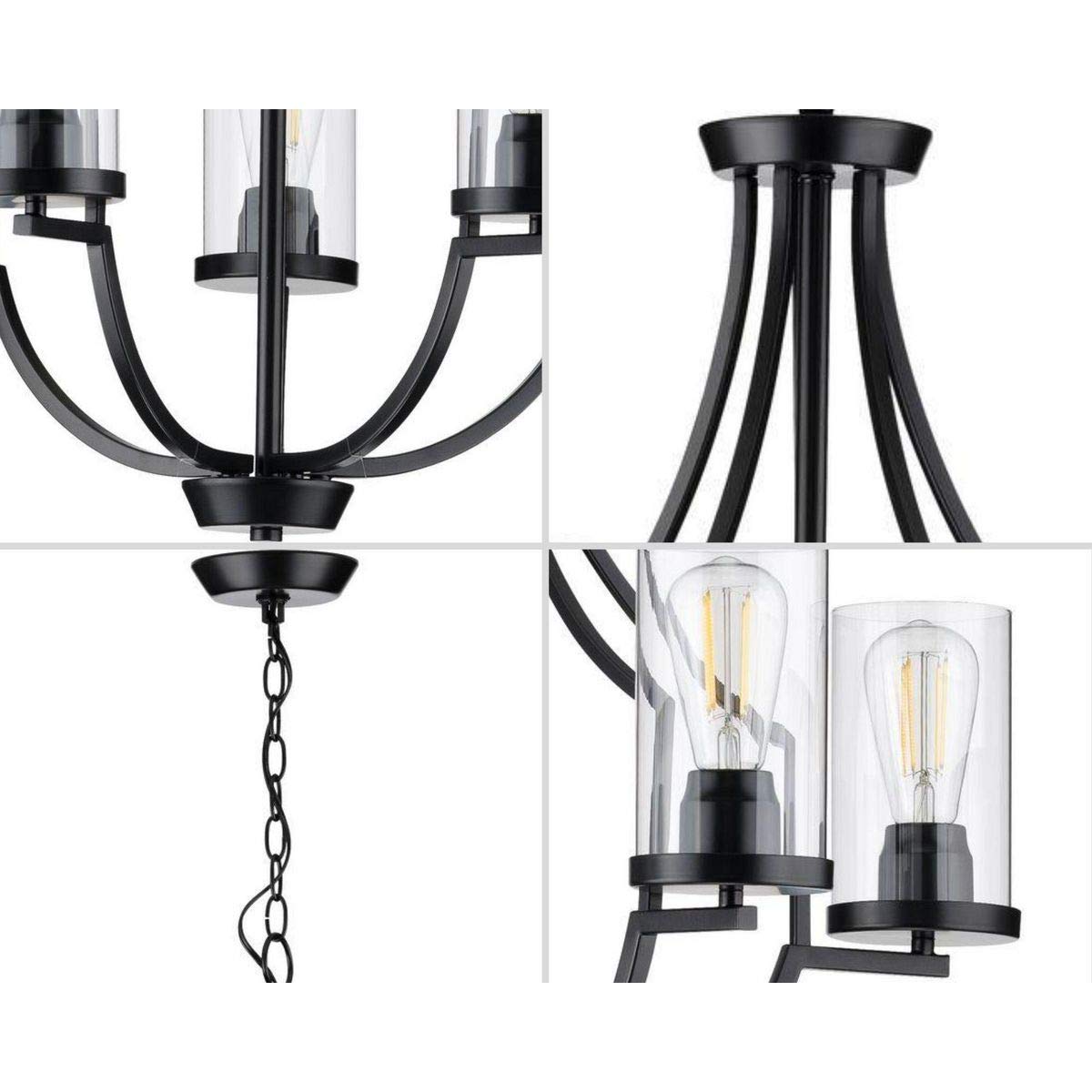 Progress Lighting Lassiter Collection 5-Light Clear Glass Modern Chandelier Light Matte Black 26.00X26.00X26.00