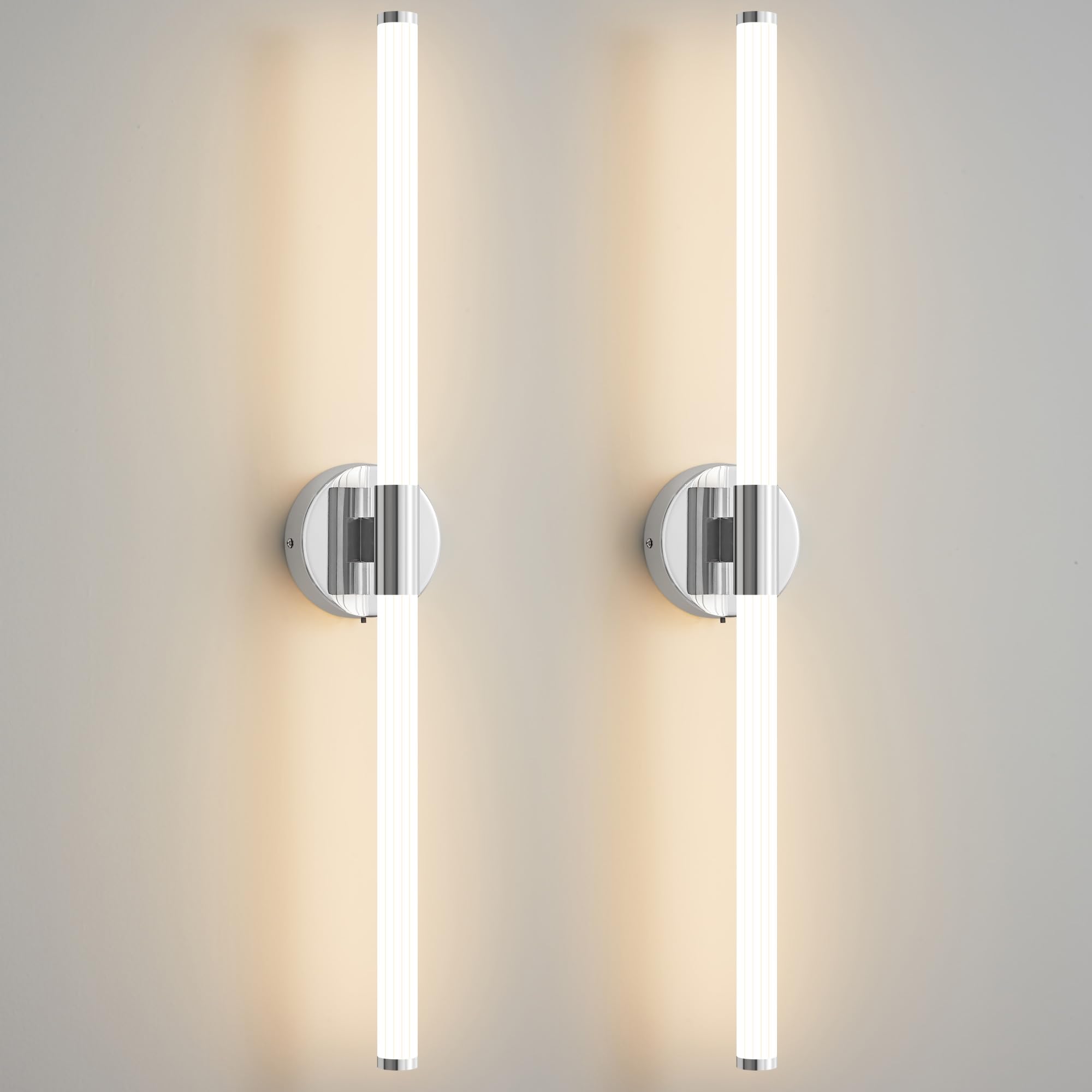 Gednbo Bathroom Wall Sconces Set Of 2 Hardwired Dimmable 5Cct Led Bathroom Light Fixtures Over Mirror 360 Full Lighting 31 Long Vanity Light Bar Modern Chrome Wall Sconce For Bedroom Living Room