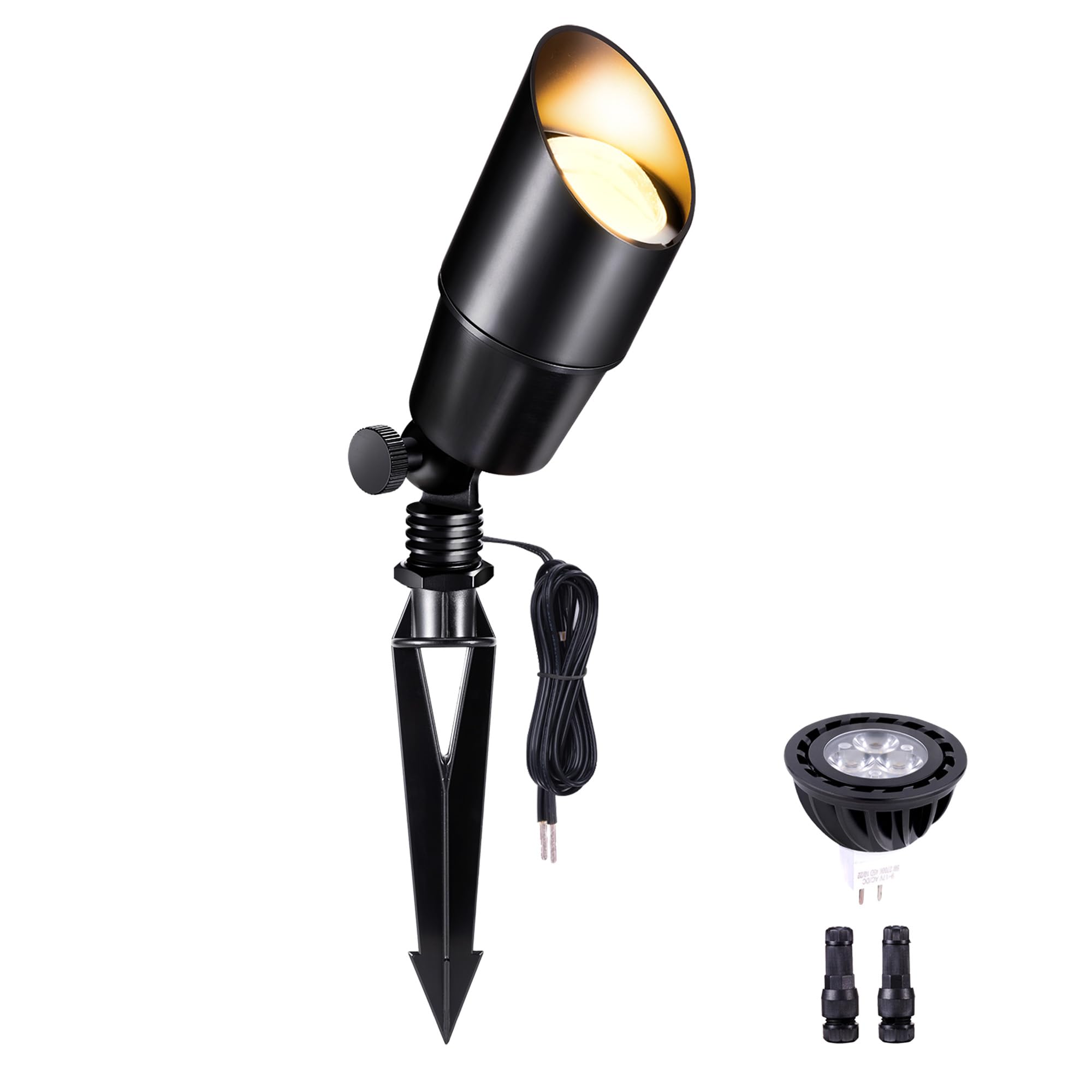 Varmtalys Low Voltage Spotlight, Black LED Landscape Lighting, Outdoor 12V Waterproof Aluminum Uplight for Tree Yard Garden with
