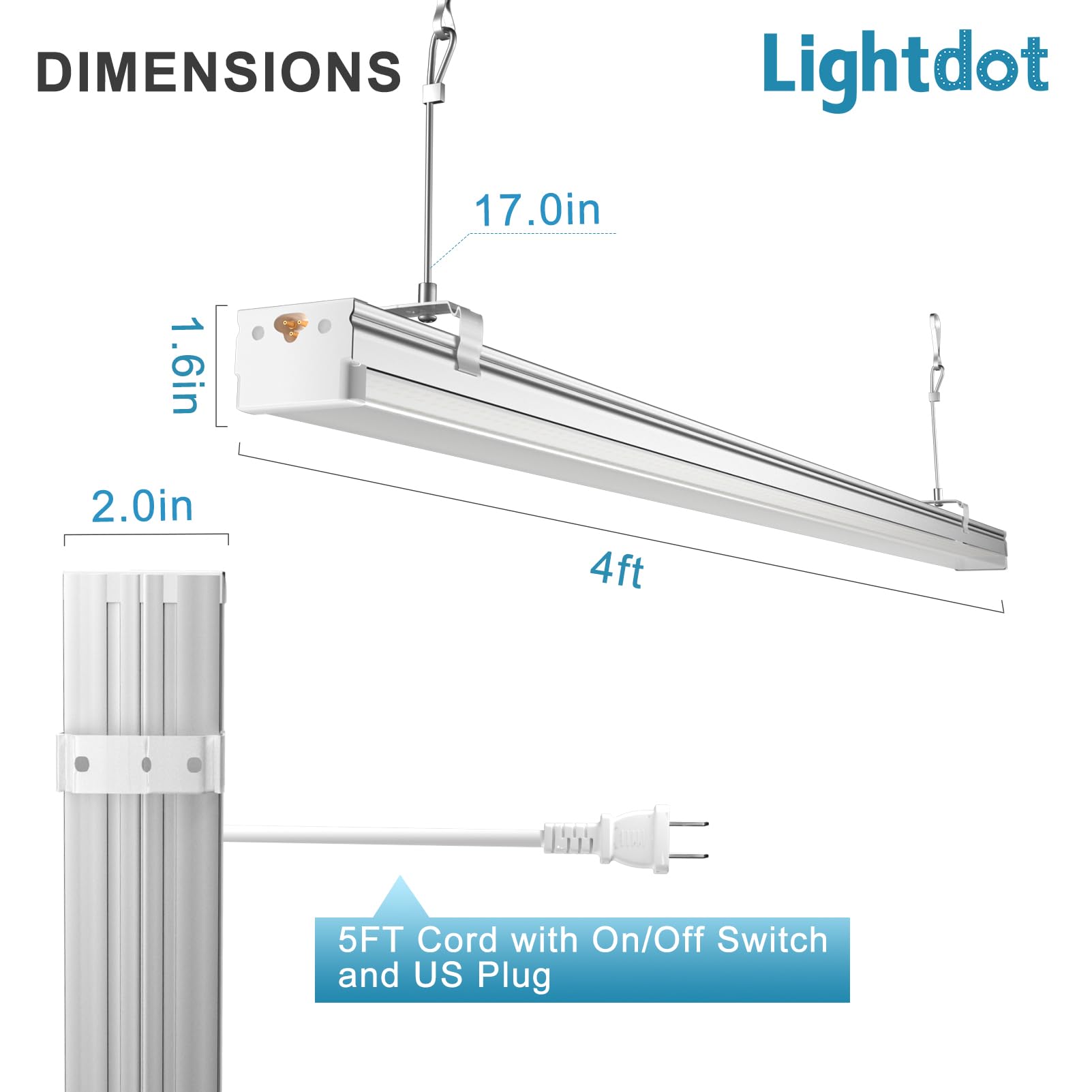 Lightdot 4Ft Linkable Led Shop Light 72W 10000Lm 5000K Daylight - 8Pack With