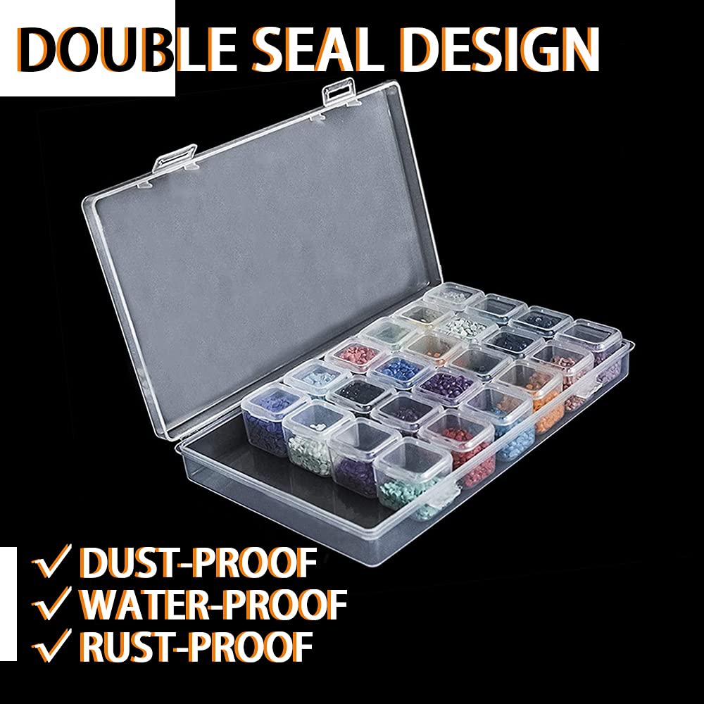 Diamond Embroidery Box, Fome 3 Pack Clear Diamond Painting Storage Box Containers Each With 28 Mini Compartments Grids Mosaic Ki