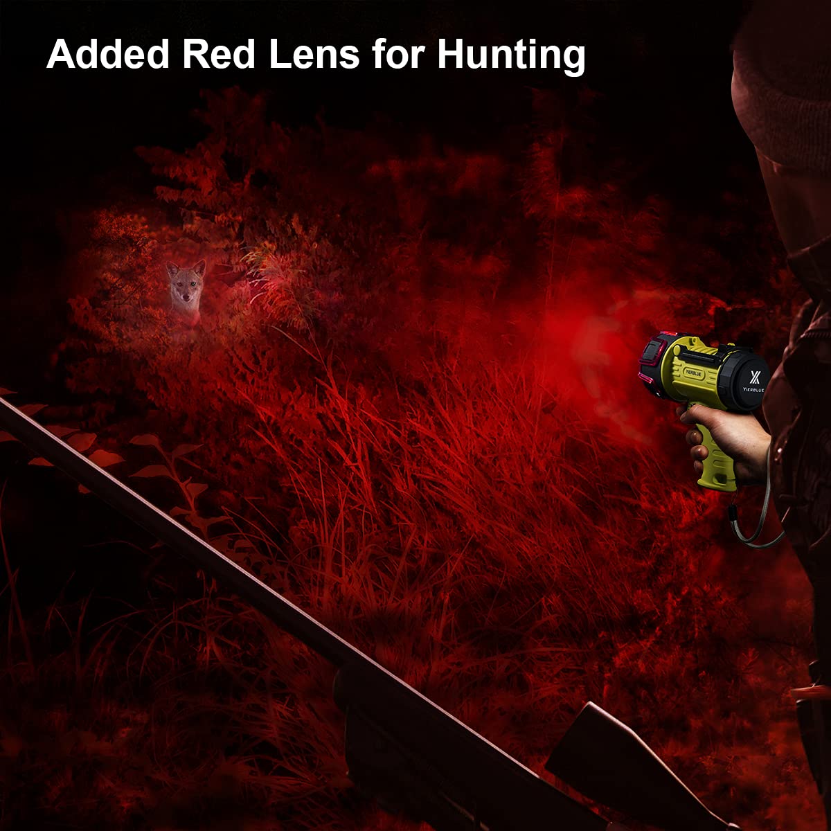 YIERBLUE 10000 Lumen Rechargeable Spotlight, IP67 Waterproof, Handheld Flashlight, Fluorescent, Model YBN-2000F