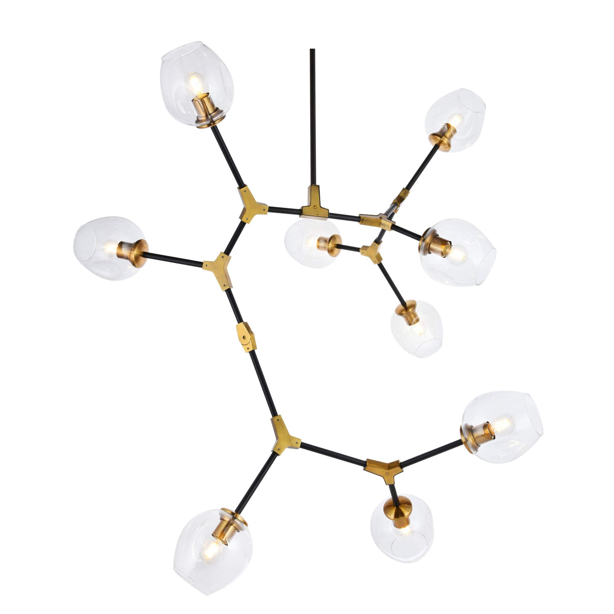 Urban Classics 9-Light Metal Pendant, Antique Brass & Matte Black, Modern Lighting Fixture