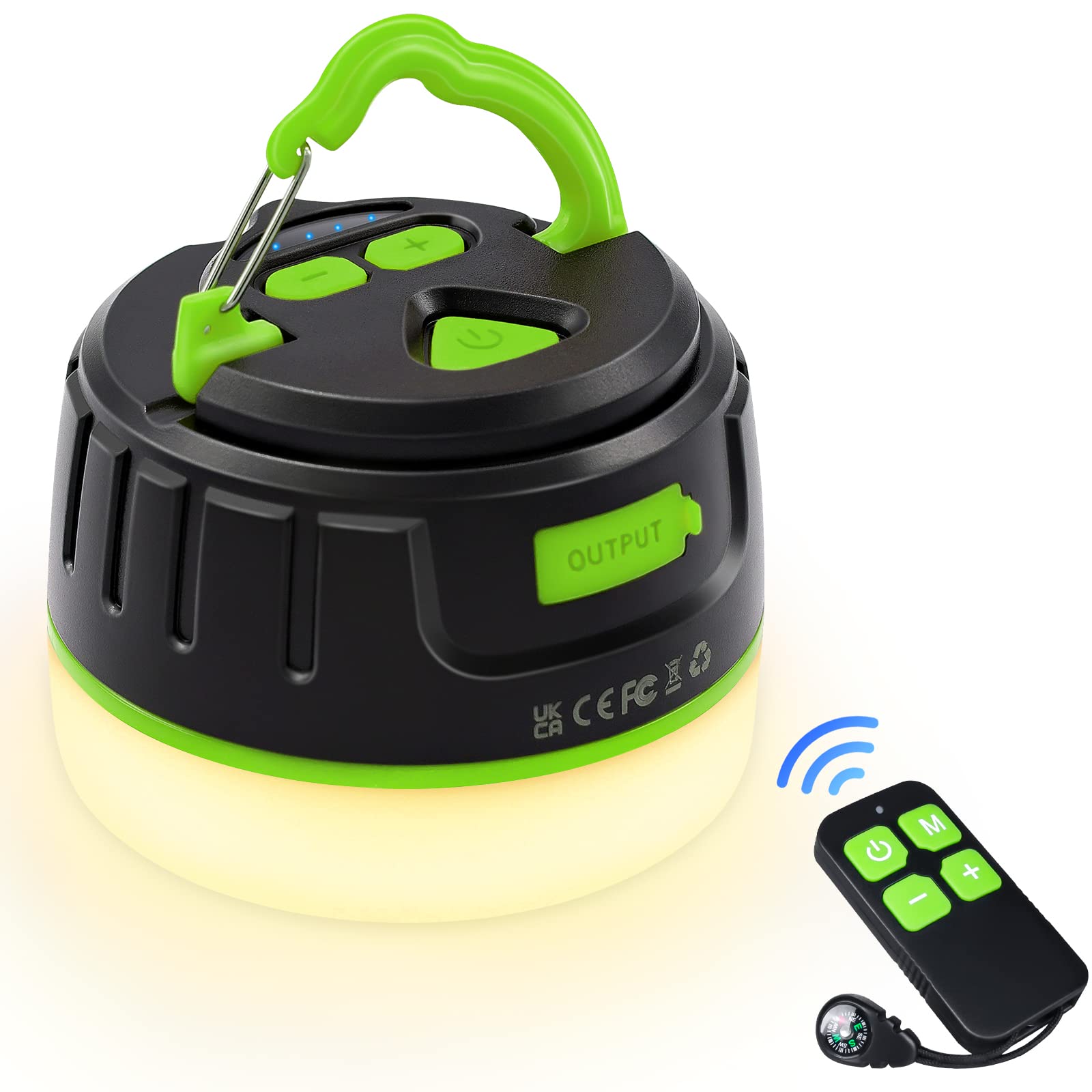 Sinvitron LED Camping Lantern - Rechargeable, 1000LM, 150H Run Time, 5200mAh Power Bank, 5 Light Modes, Black & Green, Model C5