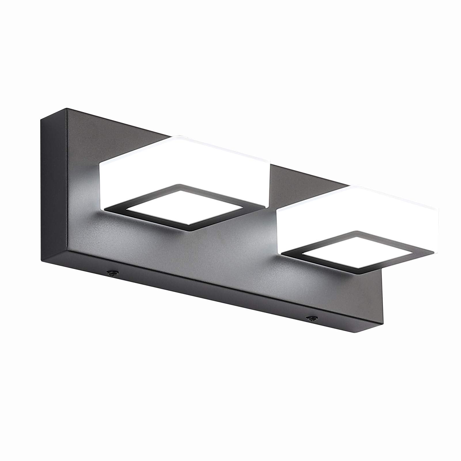 Ralbay 2-Light Black Acrylic Bathroom Vanity Light - Modern Led Wall Fixture