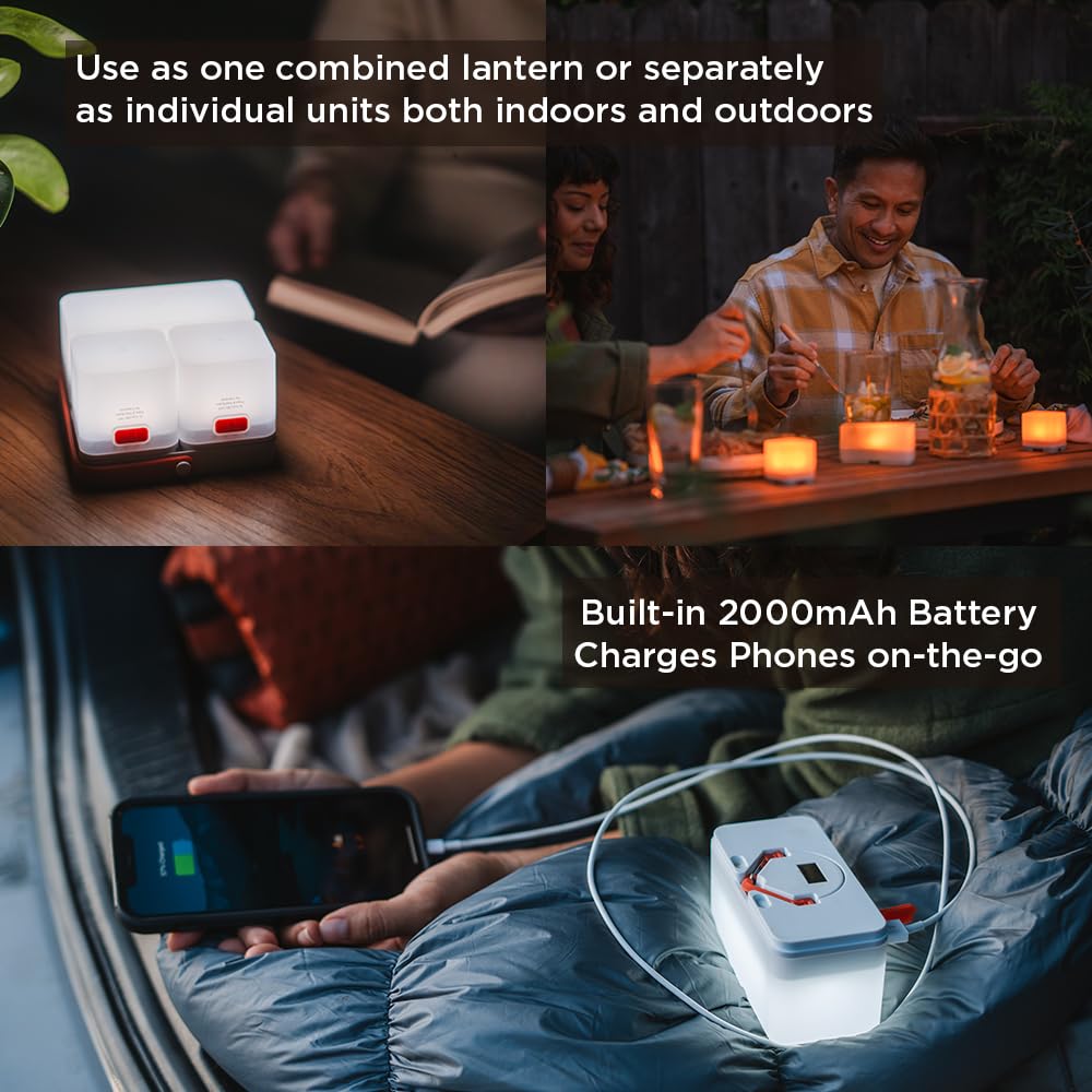 Luminaid Trio Solar Cube Lanterns With Phone Charger - Led Lamp For Camping, Hiking, And Travel - Emergency Light For Power Outa