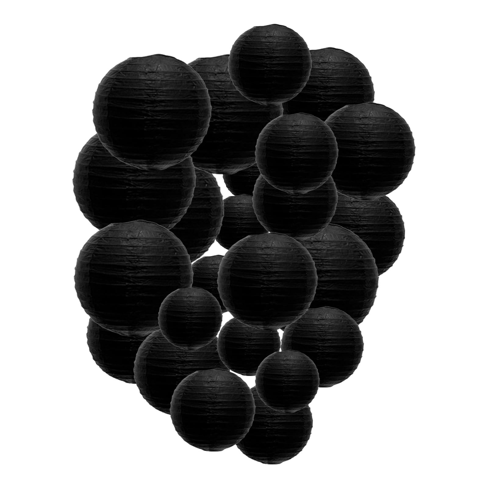 Black Paper Lanterns Decorative, Chinese/Japanese Hanging Round Paper Lanterns Decorations for Wedding, Bachelorette, Graduation