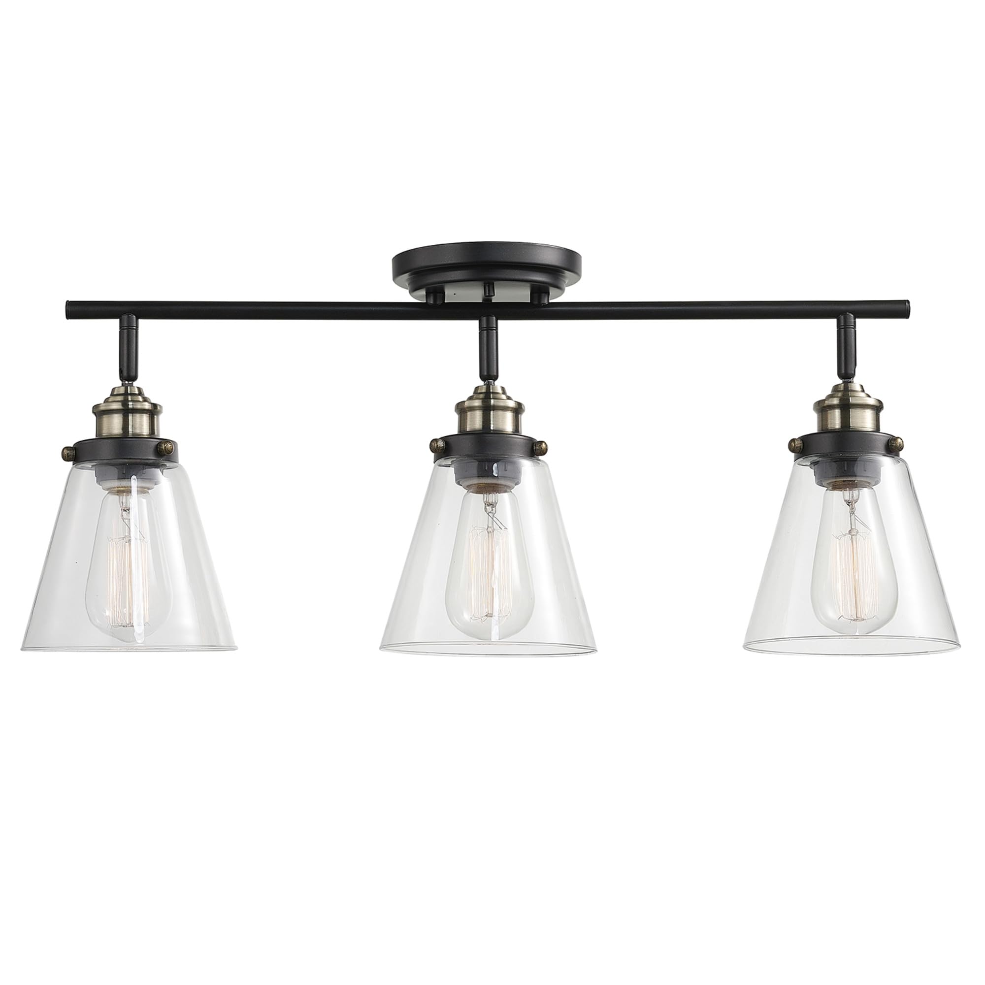 Globe Electric Jackson 3 Track Lighting, Metal, Dark Bronze with Antique Brass Accents, Model 59629