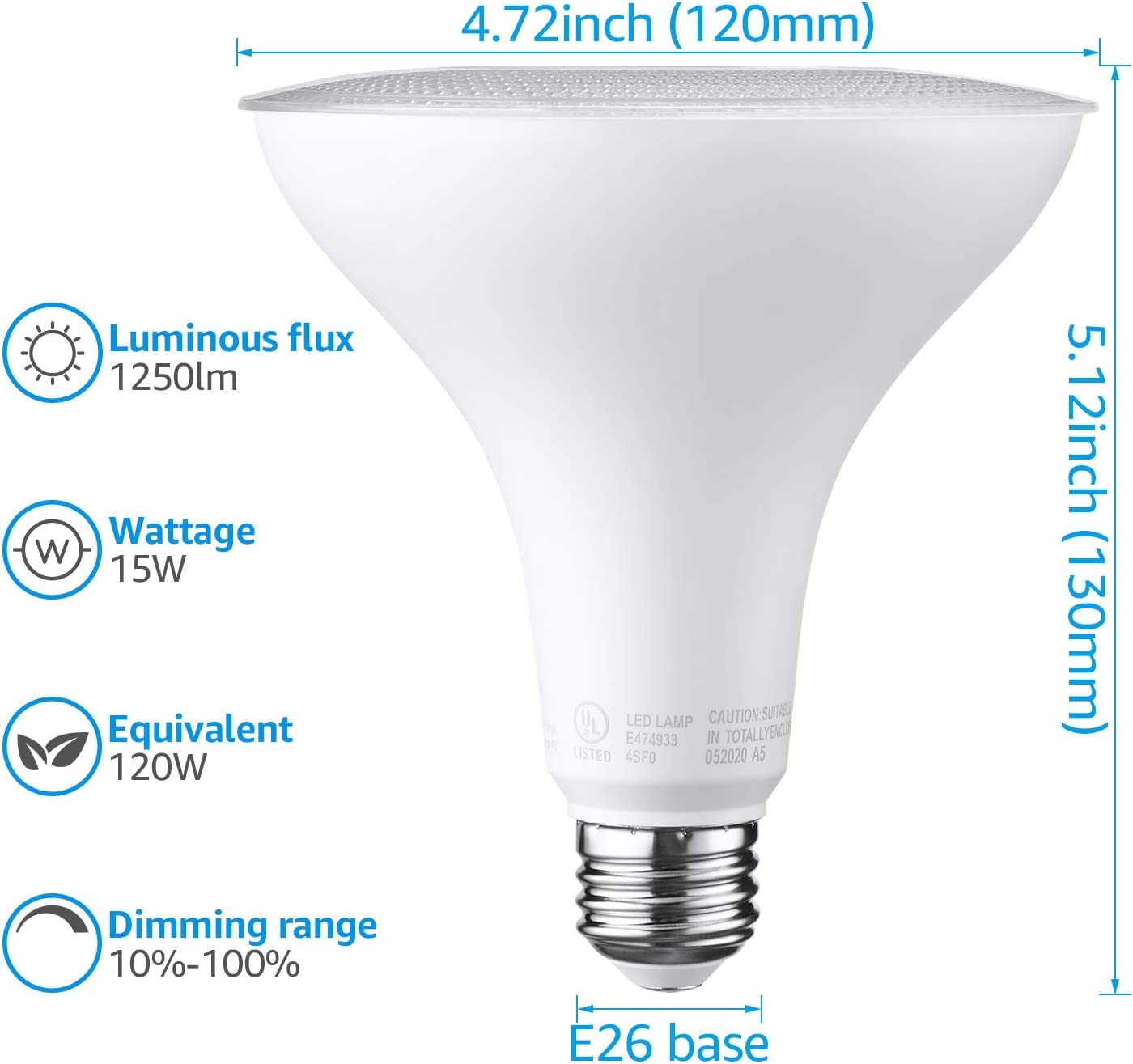 TORCHSTAR PAR38 LED Flood Light Bulbs, Dimmable, Waterproof, 120W Equivalent, 1250LM, Soft White 2700K, E26 Base, Pack of