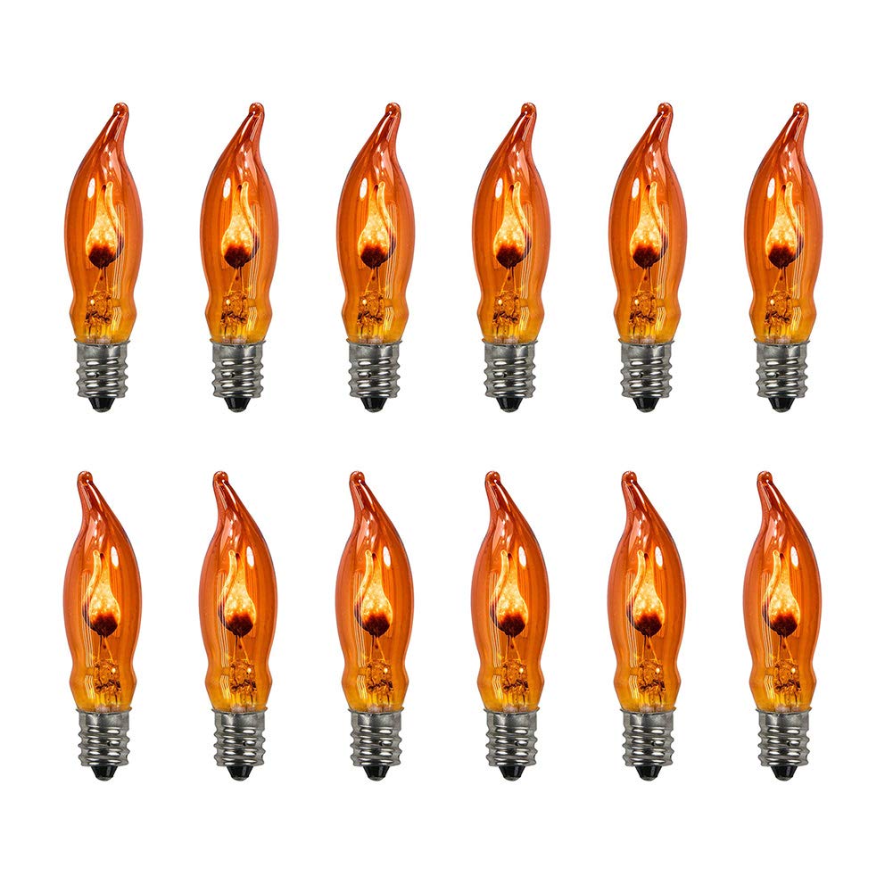 GOOTHY Halloween Flicker Flame Light Bulbs, C18, 1W, E12 Candelabra Base, Orange, 12 Count