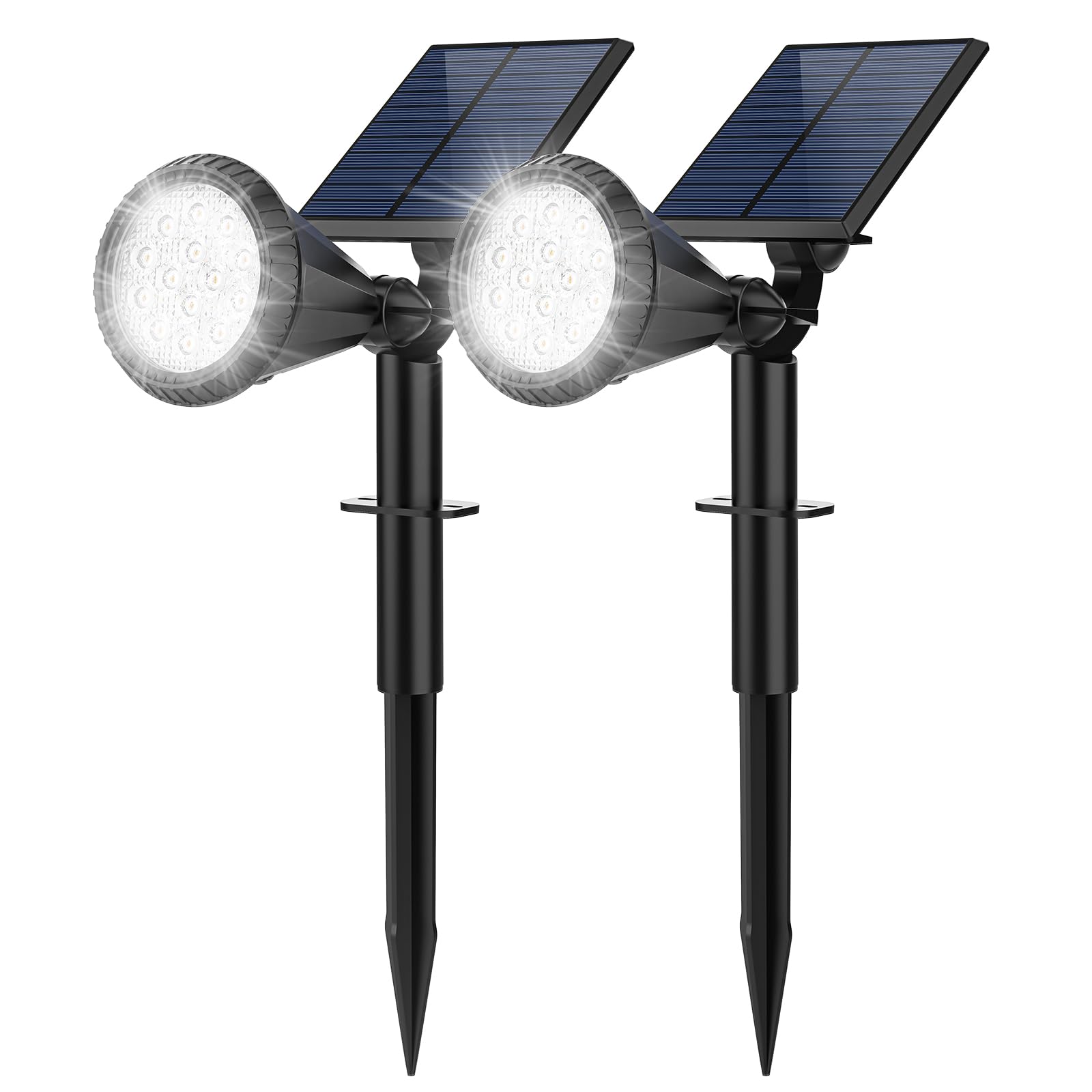 Fratink Solar Spot Lights Outdoor, 14 Led Outdoor Solar Lights For Yard, 4 Mode Solar Spotlights With Auto On/Off, 2-In-1 Waterproof Solar Landscape Lights For Flood, Wall, Yard, 2 Pack (Cool White)