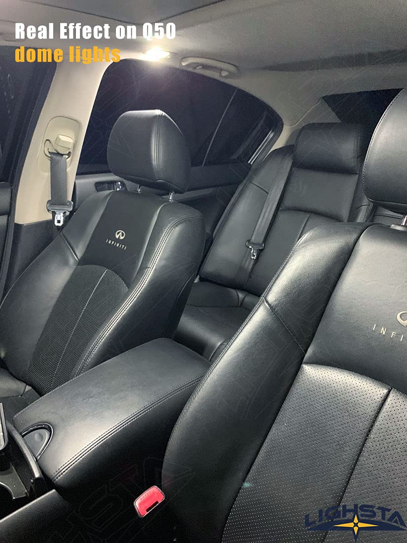 Lighsta 10Pcs Super Bright White Led Interior Light Kit Package For Infiniti Q50 2014 2015 2016 2017 2018 2019 2020 + License Plate Lights And Install Tool