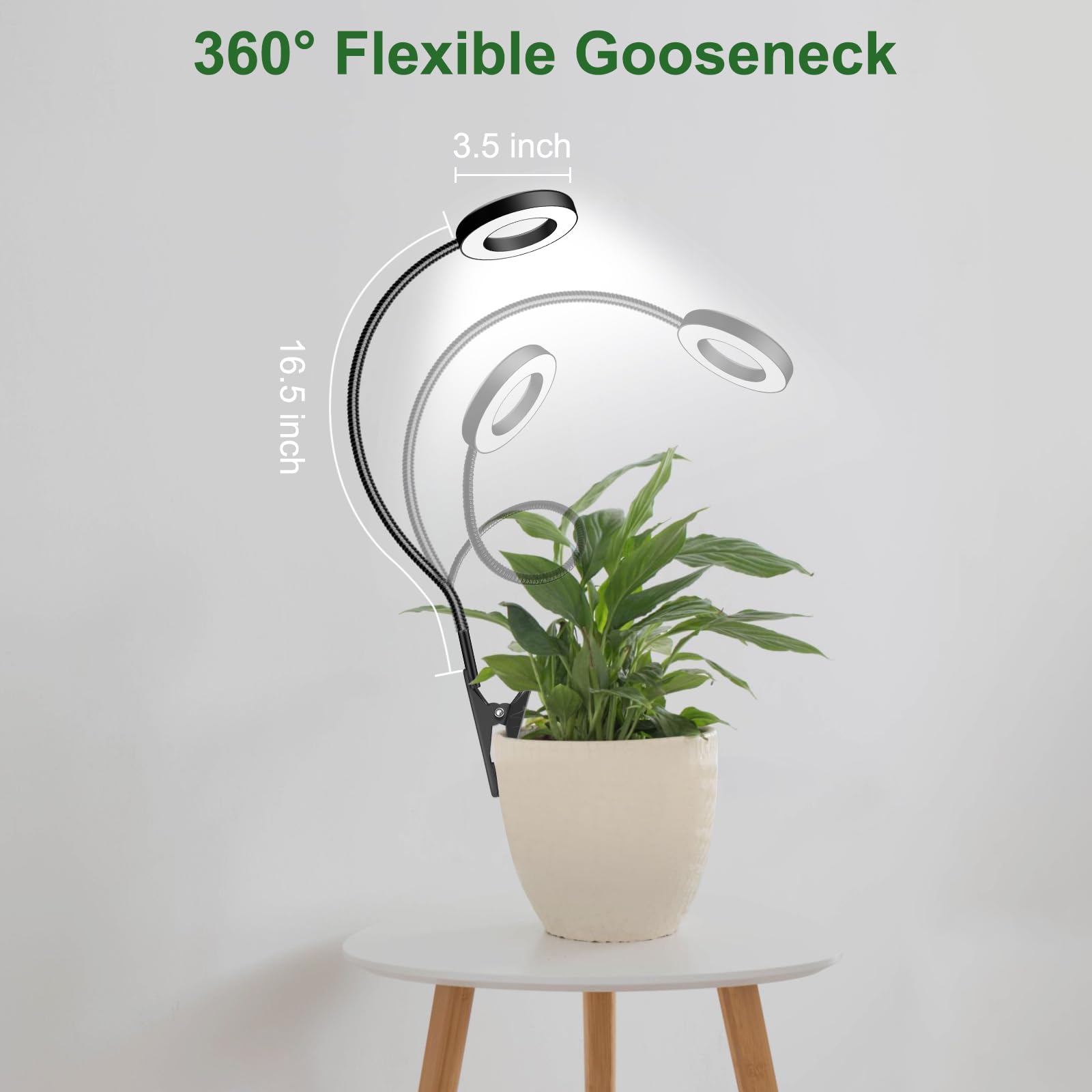 Wolezek 2 In 1 Grow Lights For Indoor Plants, 3 Colors Plant Lights For Indoor Growing With 360° Gooseneck, 48 Leds Full Spectrum Plant Grow Lights Indoor, 6/12/16H Timer, 5 Brightness, Black 3 Pack