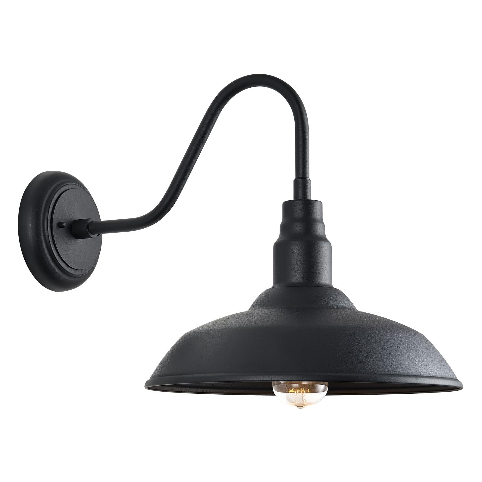 GOALPLUS 14in Outdoor Gooseneck Light Fixture for Porch, Large Exterior Barn Light with Wall Mount, Black Industrial Lighting Fi