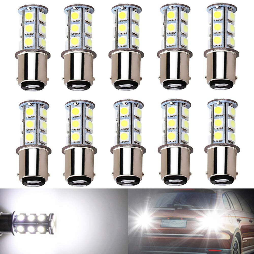 BlyilyB 10-Pack LED Bulbs 1157 6500K White 18-SMD Replacement Lamps for RV Camper Trailer Lighting