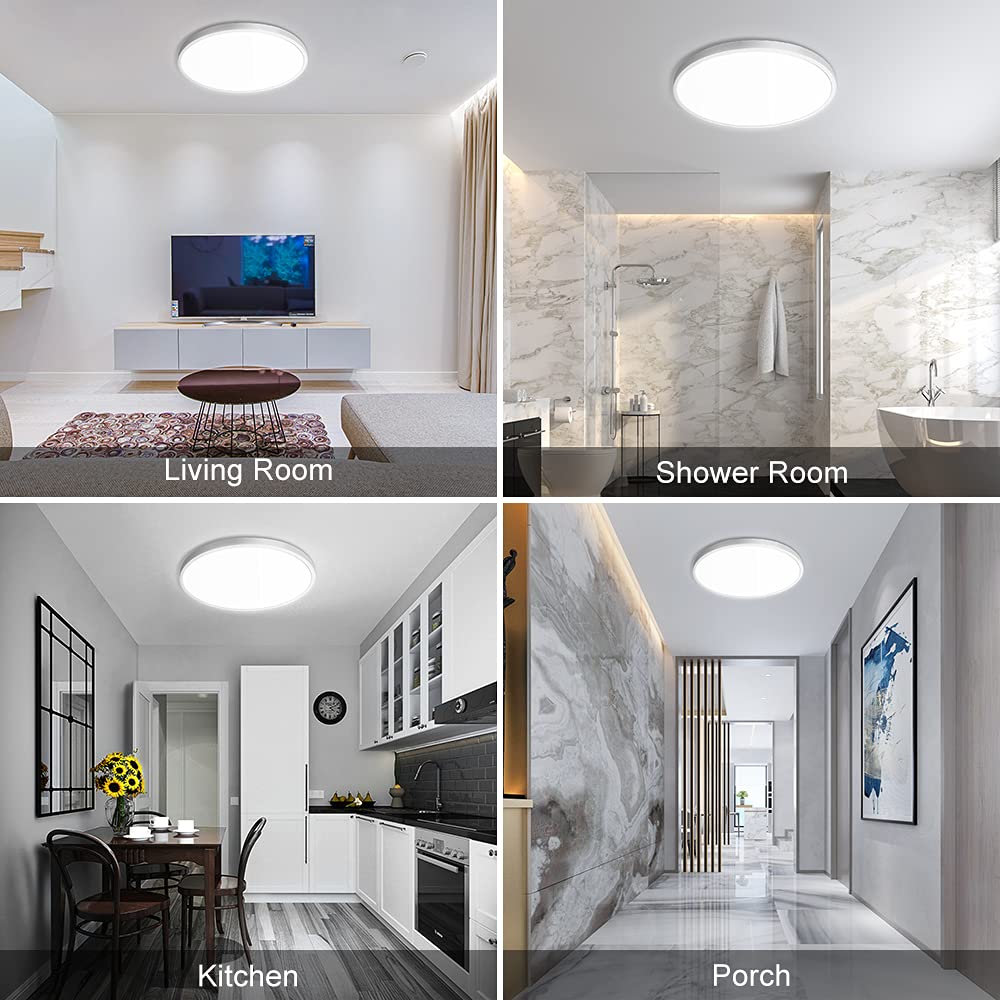 Ledlightsworld Led Flush Mount Ceiling Light, 12 Inch, 24W, 3200Lm, Neutral White, Modern Design For Bedroom, Hallway, Kitchen