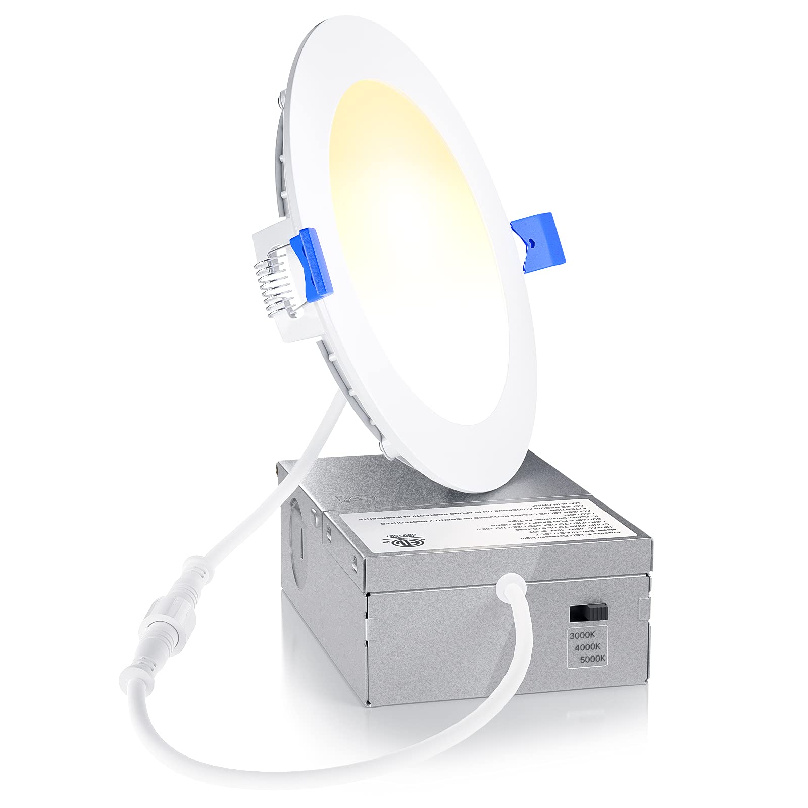 Ensenior 1 Pack 4 Inch LED Recessed Light, Dimmable, 3000K-5000K 3CCT, 750LM High Brightness, 9W 120V, Damp Rated, Ultra-Thin Ca