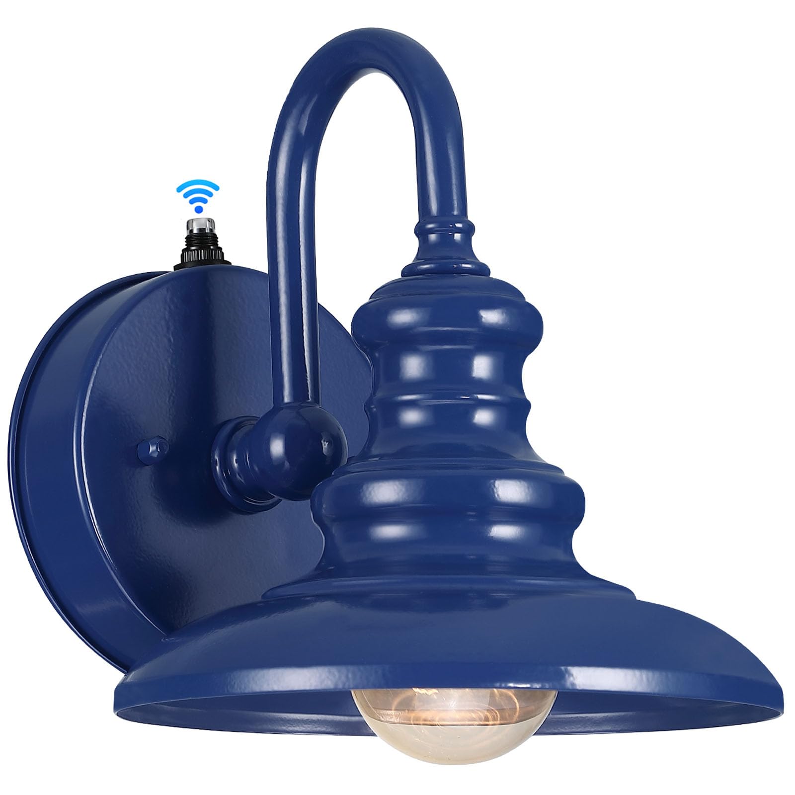LONEDRUID Gooseneck Barn Light Outdoor Sconce Blue Metal Wall Mount Lantern