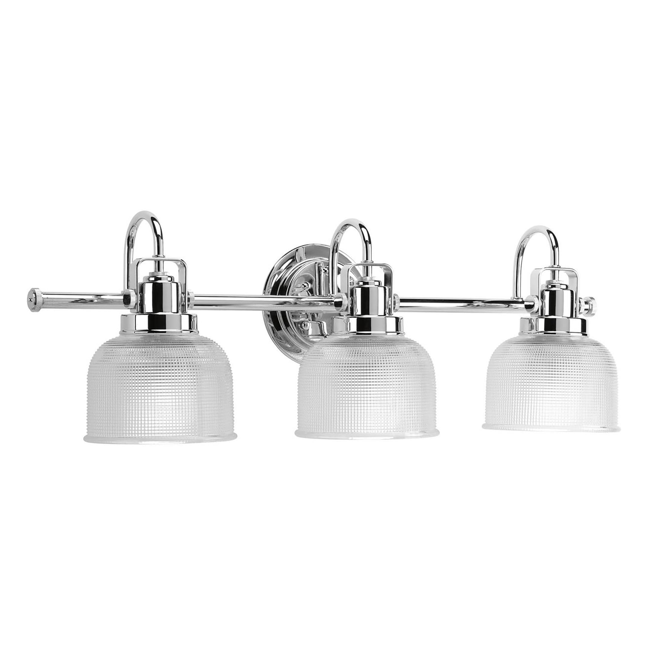 Progress Lighting Archie Collection 3-Light Clear Double Prismatic Glass Coastal Bath Vanity Light Polished Chrome