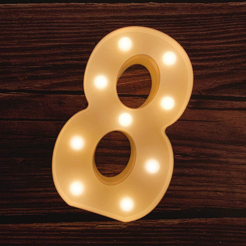 MUMUXI Light Up Letters and Numbers | Battery Powered | Bright for Weddings, Birthdays, Parties | Acrylonitrile Butadiene Styrene | 8