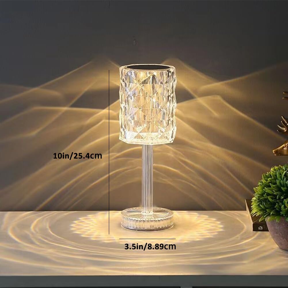 Ejfoiej Portable Crystal Led Table Lamp, 3-Levels Brightness Desk Lamp, 3 Color Touch Control Rechargeable Lamp, Night Light, Be