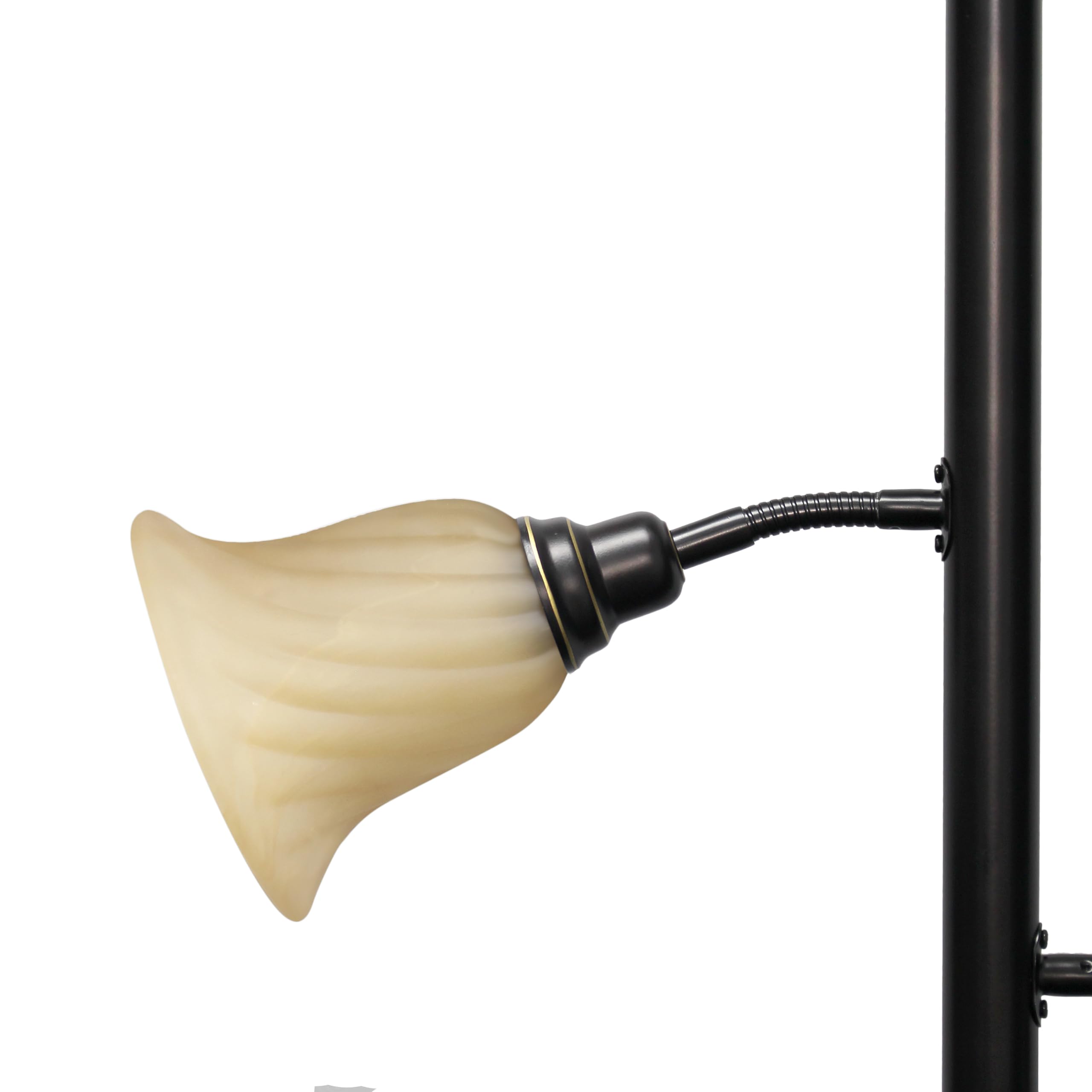 Elegant Designs Lf2002-Rbz 3 Light Floor Lamp With Scalloped Glass Shades, Restoration Bronze/Champagne
