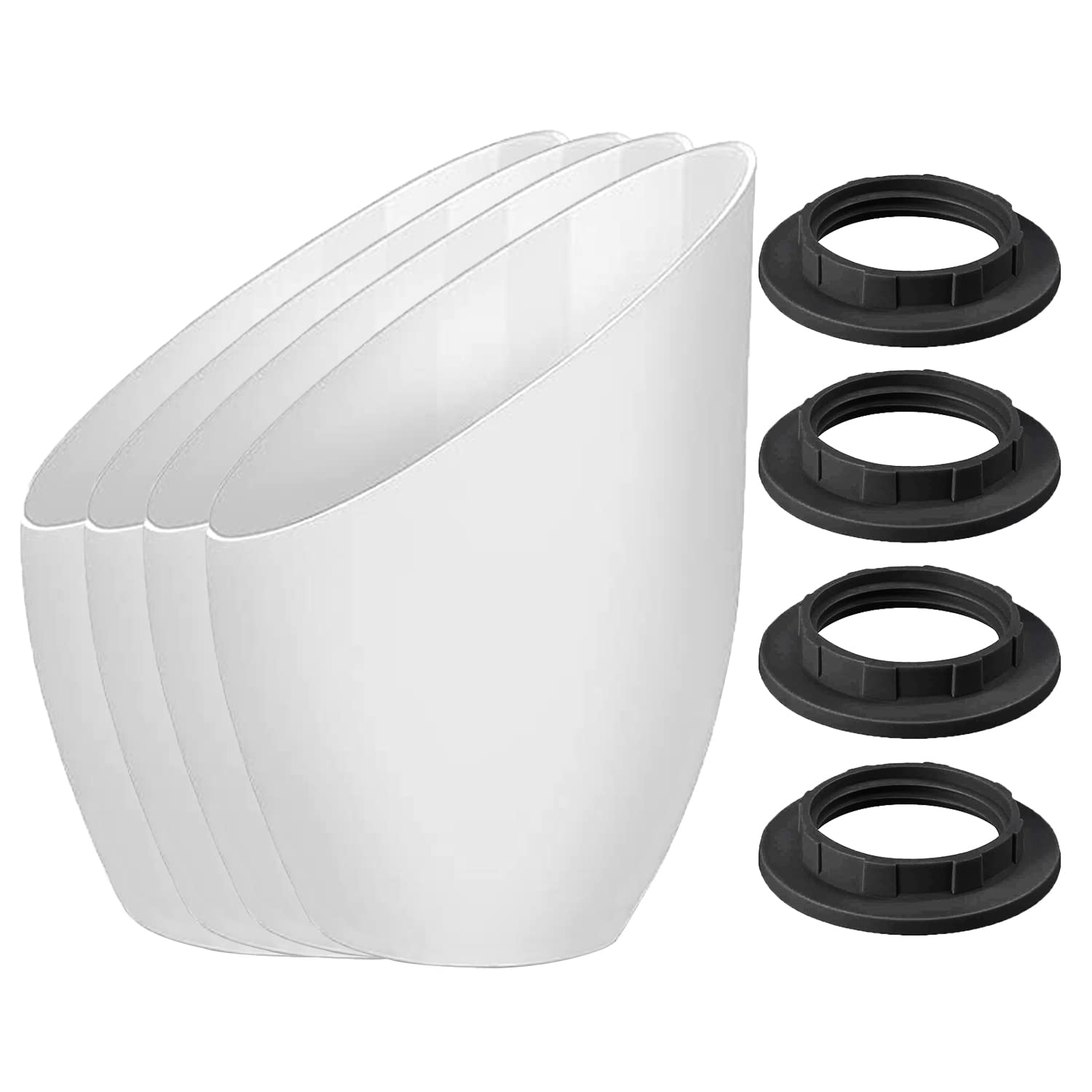 Velouer Lamp Shade Rings - Plastic Replacement for Standard Base, 1-1/2 Inches Diameter, Black, 4-Pack