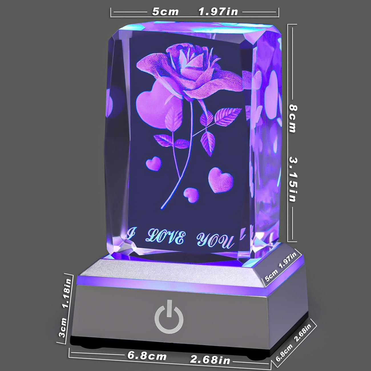 Hochance 3D Rose Crystal Multicolor Nightlight - I Love You Decolamp,Perfect Valentines Gift Ideas For Her My Girlfriend Wife Mo