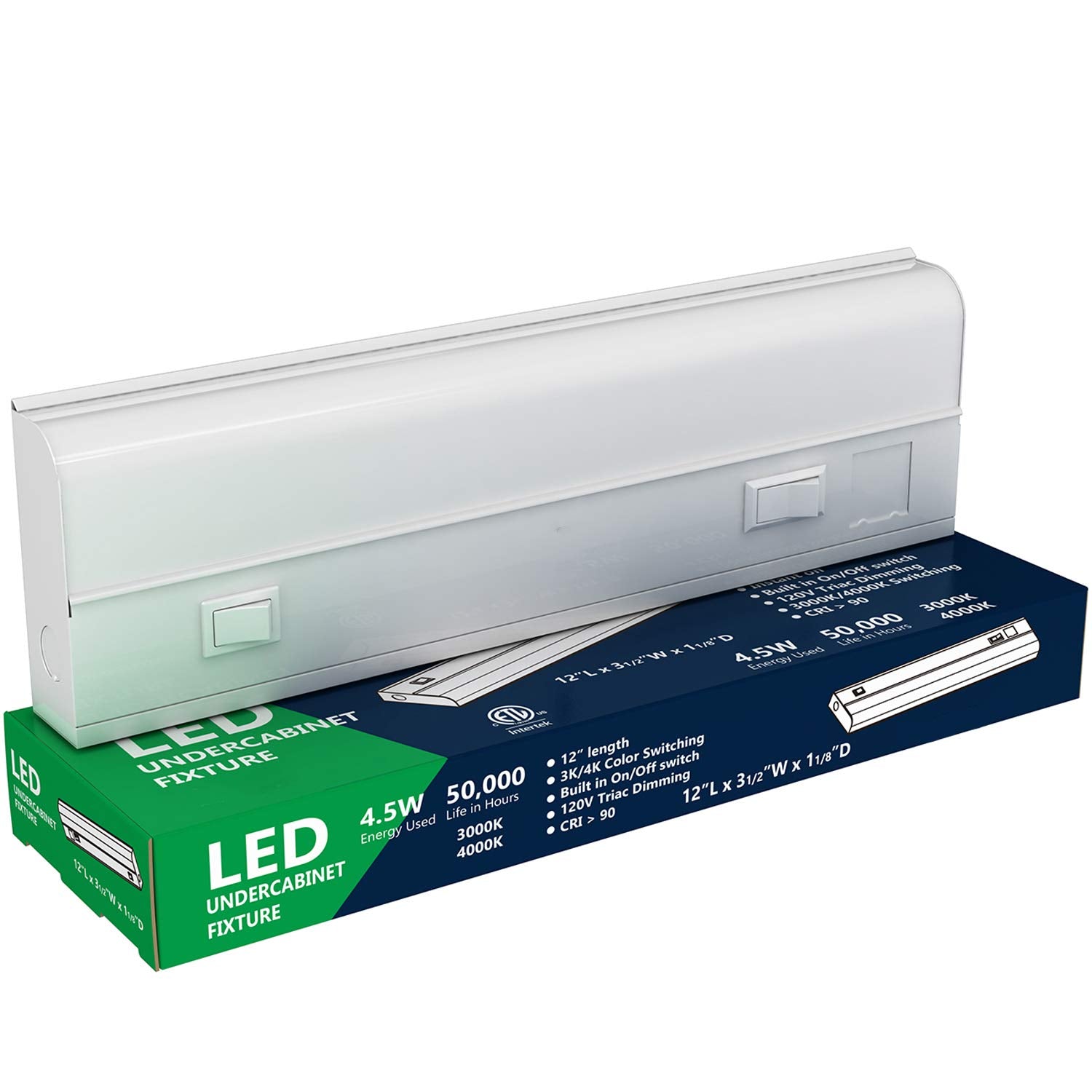 harrrrd Under Cabinet Lights, Dimmable, 12 Inch, 3000K/4000K, Metal, Model L/UCD/12/045/934/XXX/001