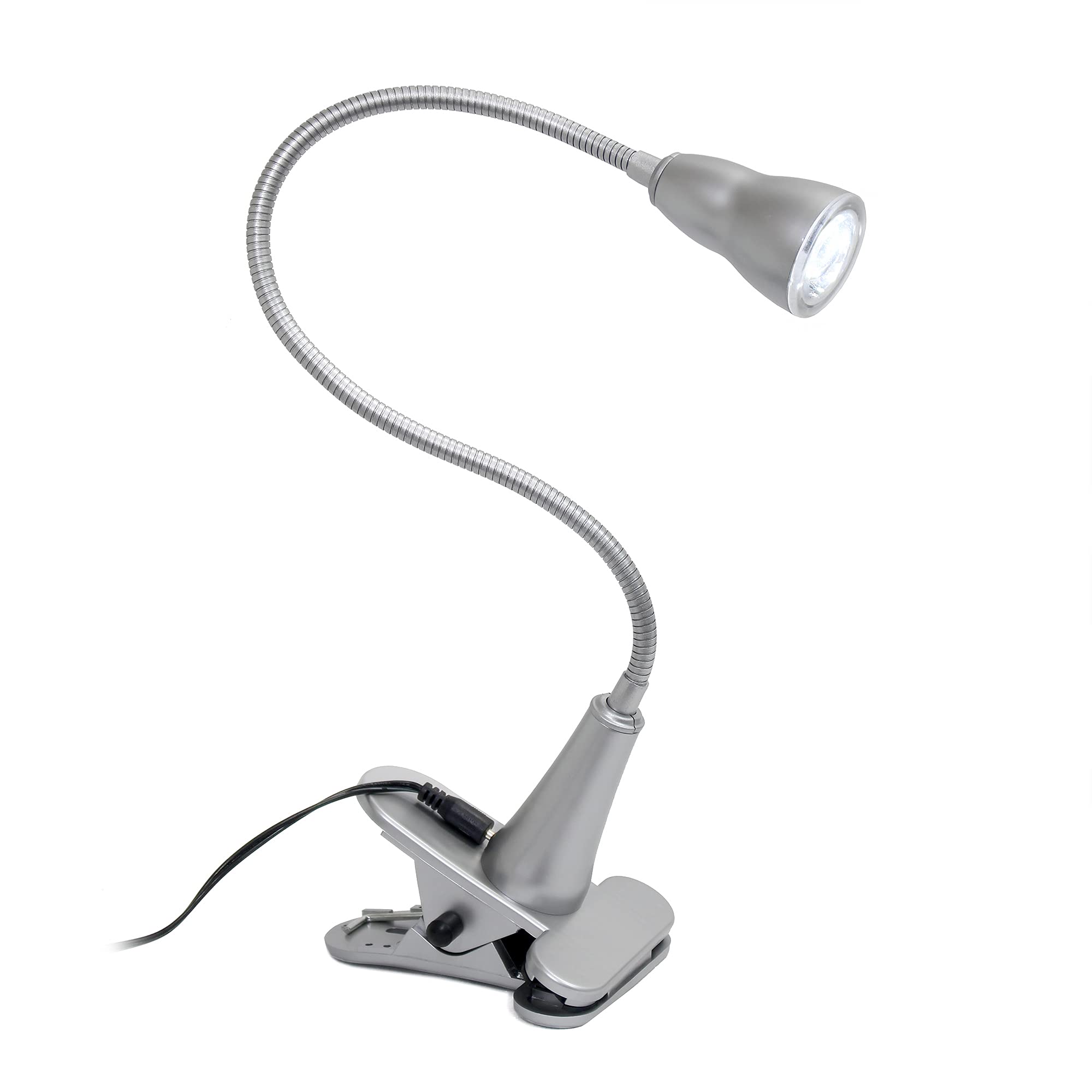 Simple Designs Ld2015-Slv 1W Led Gooseneck Clip Light Desk Lamp