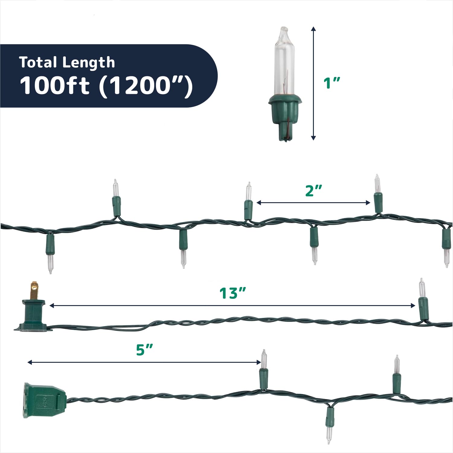 Prextex 500 Count Clear Christmas Tree Lights With Green Wire - 100 Ft Warm White Twinkle Mardi Gras Lights For Indoor Or Outdoo