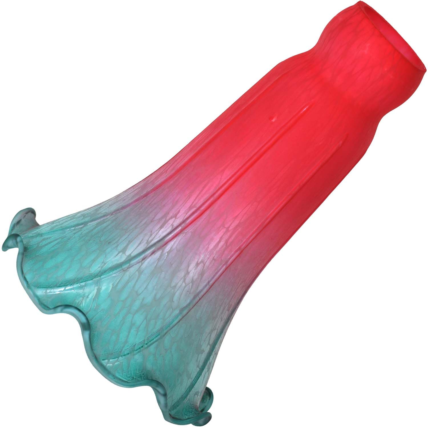 Bieye LS70 Lily Flower Blown Glass Lampshade (Red Cyan, Opening I.D. 1.26'' x O.D. 1.5'')
