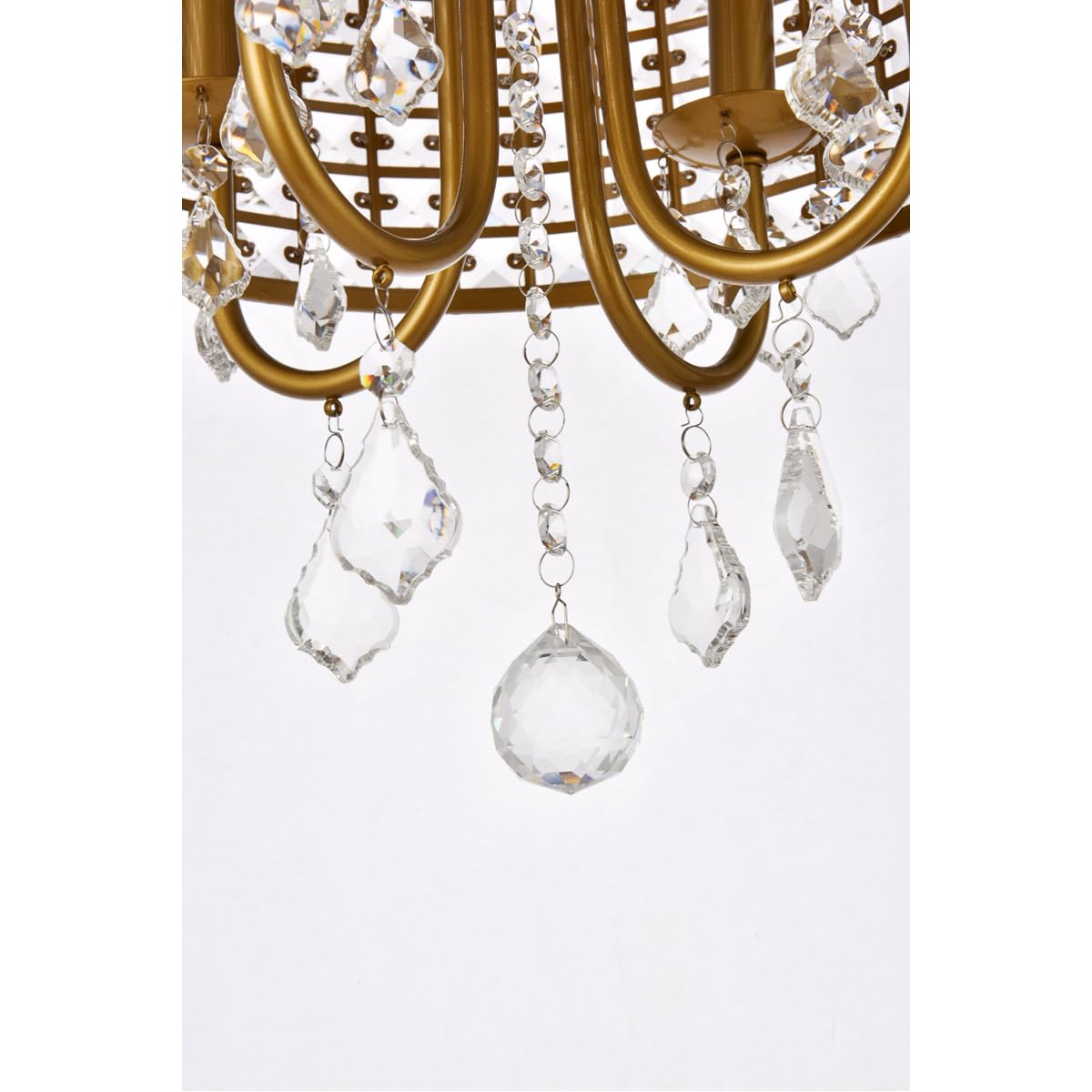 Living District Elise 4-Light Transitional Style Metal Flush Mount in Brass