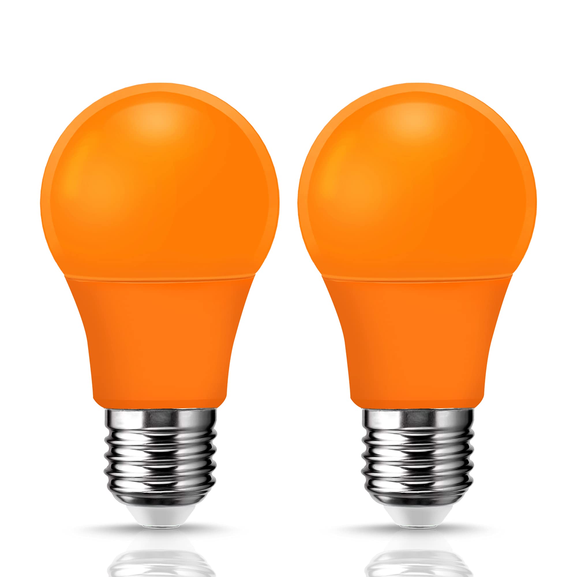 2 Pack Led A19 Orange Light Bulb  9W (60Watt Equivalent)  E26 Medium Base Led Orange Bulb  Colored Light Bulb For Halloween Christmas  Party Decoration  Porch  Home Lighting (Orange Light)